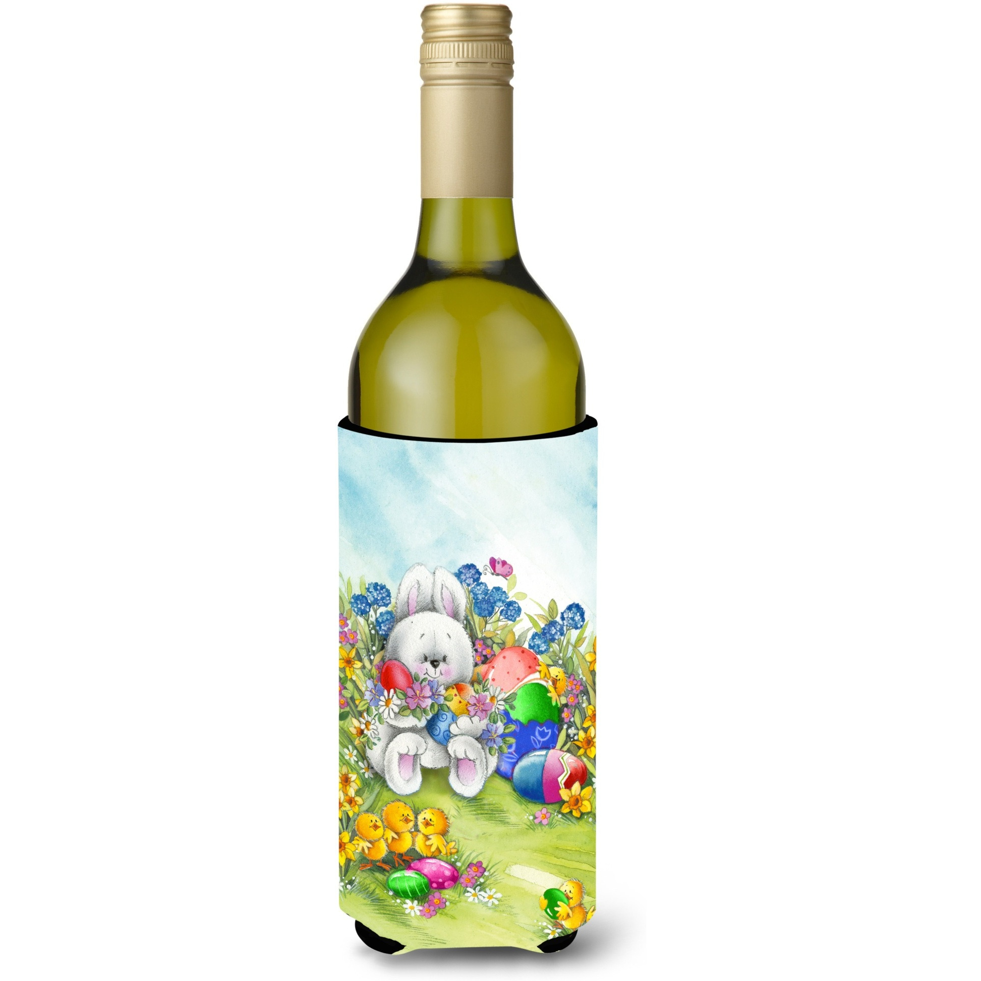 &quotCaroline's Treasures APH5528LITERK Easter Bunny and Eggs Wine Bottle Koozie Hugger, 750ml, Multicolor"