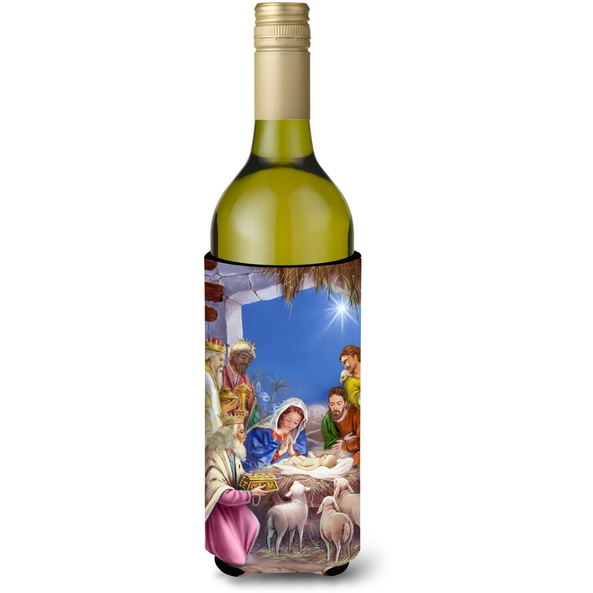 &quotCaroline's Treasures The Wise Men At The Nativity Christmas Wine Bottle Koozie Hugger, 750ml, Multicolor"
