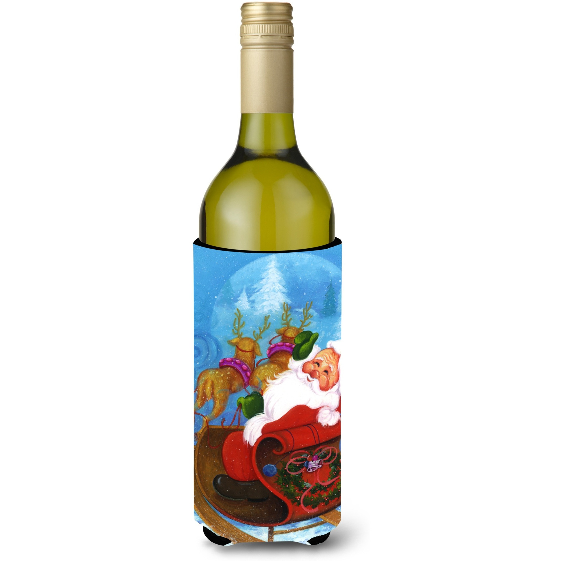 &quotCaroline's Treasures Christmas Santa Claus Good Night Wine Bottle Koozie Hugger, 750ml, Multicolor"