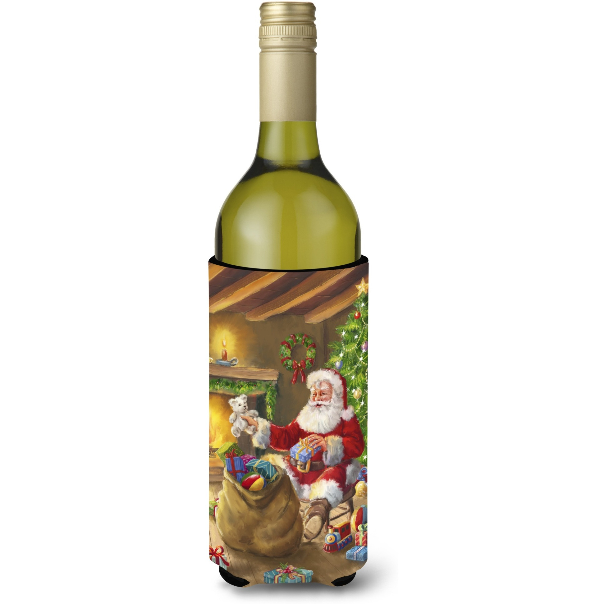&quotCaroline's Treasures Christmas Santa Claus Unloading Toys Wine Bottle Koozie Hugger, 750ml, Multicolor"