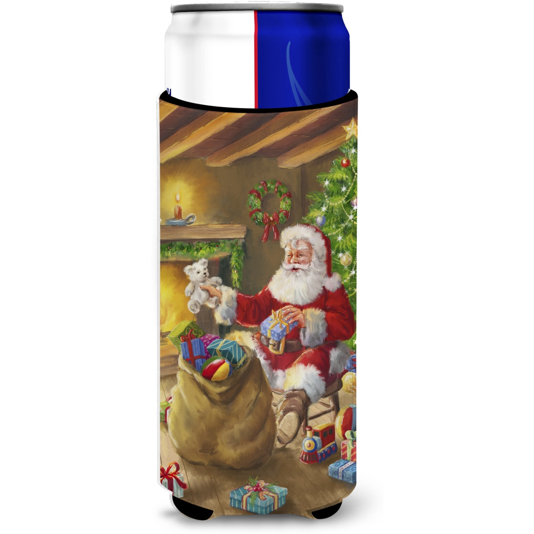 &quotCaroline's Treasures Christmas Santa Claus Unloading Toys Michelob Ultra Koozies for Slim Cans, Multicolor"