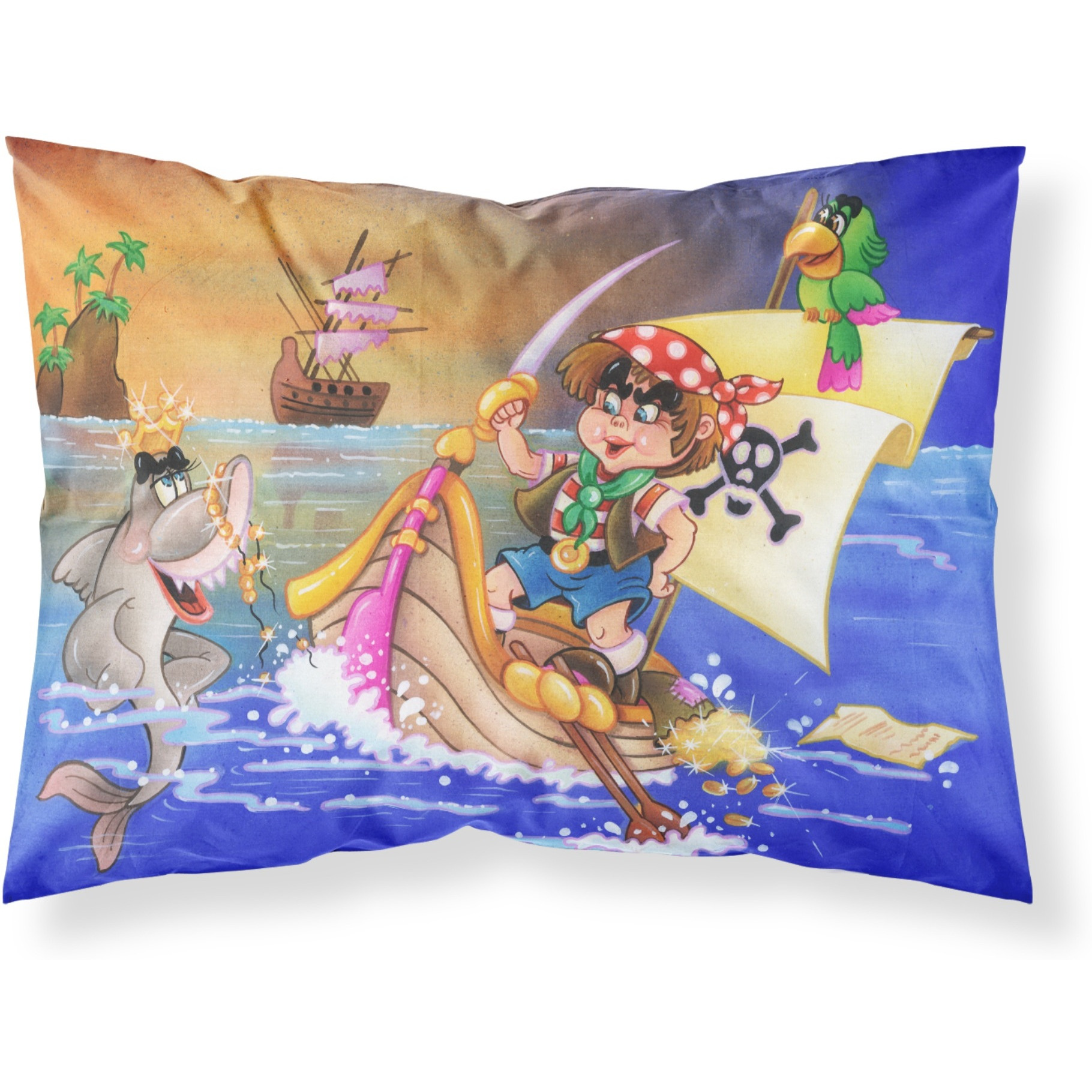 &quotCaroline's Treasures Boy Playing Piriate with Dolphin Fabric Standard Pillowcase APH6105PILLOWCASE, Multicolor"