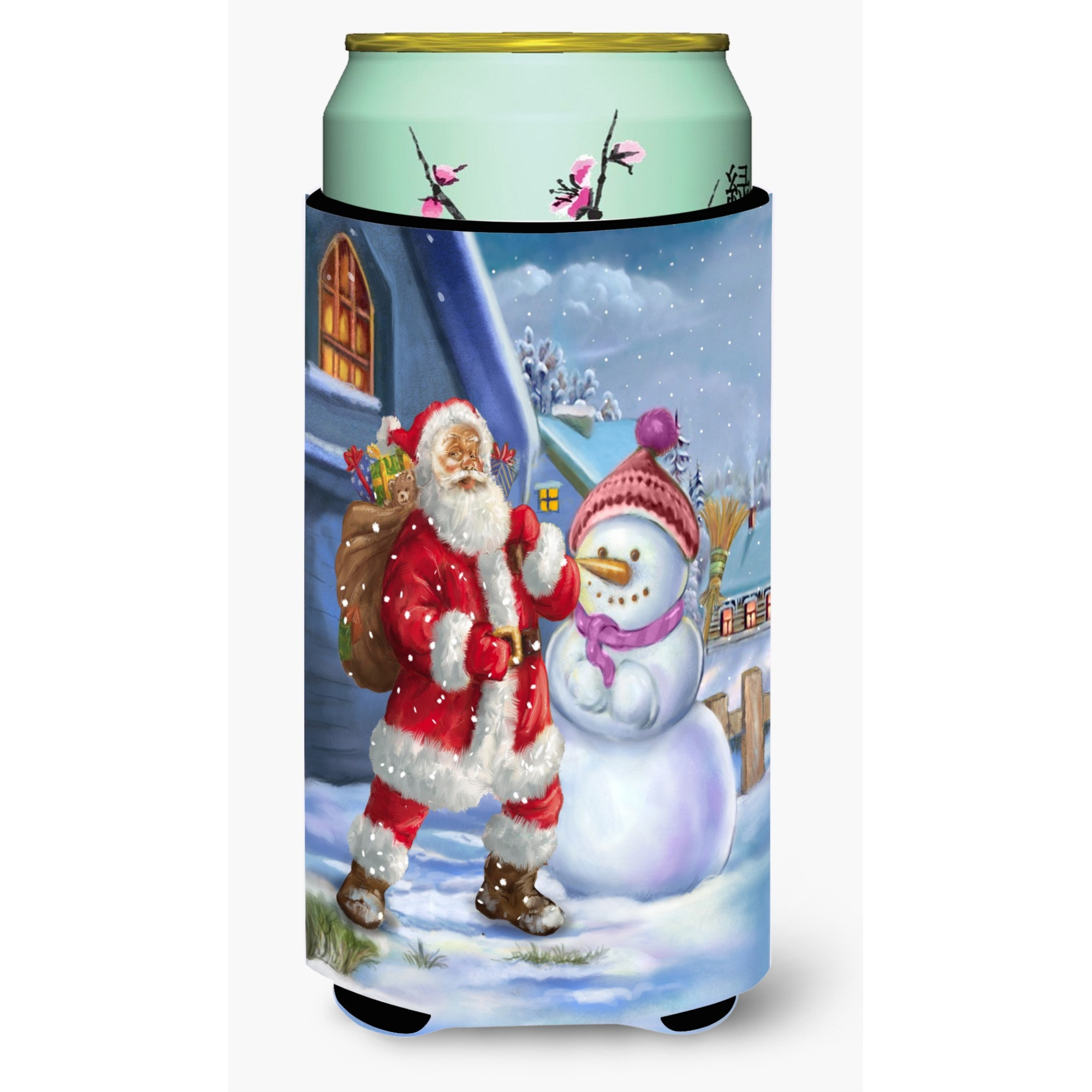 &quotCaroline's Treasures Christmas Santa Claus and Snowman Tall Boy Koozie Hugger, Multicolor"