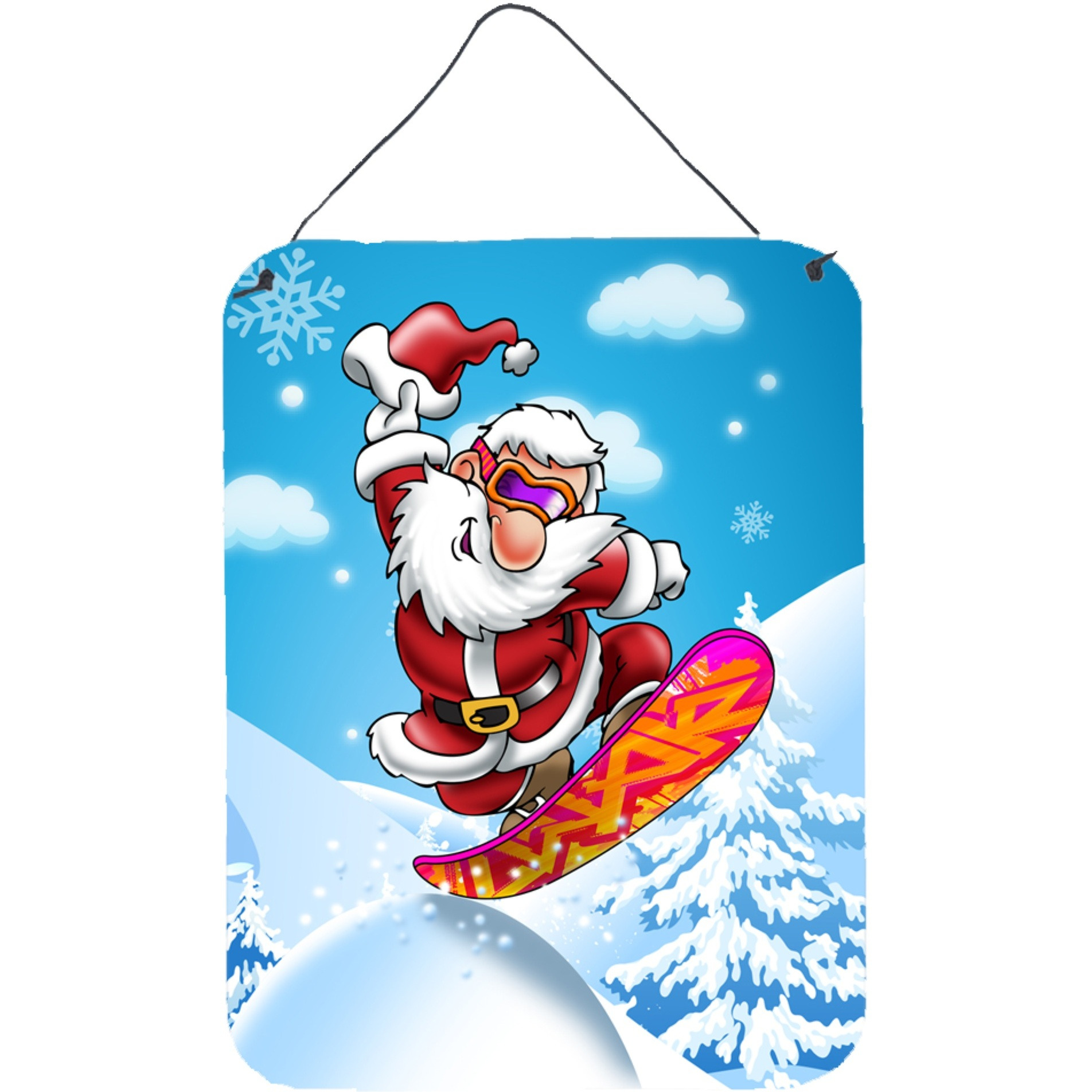 &quotCaroline's Treasures Christmas Santa Claus Snowboarding Wall or Door Hanging Prints APH6388DS1216, 16HX12W, Multicolor"