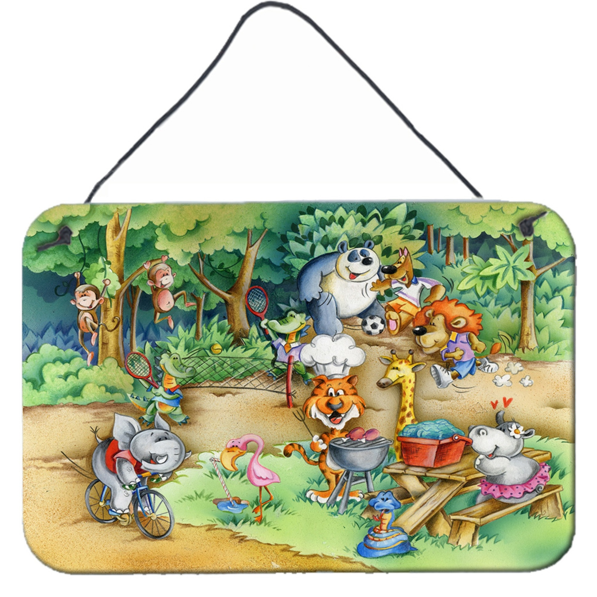&quotCaroline's Treasures Animals at A Picnic Wall or Door Hanging Prints APH6821DS812, 8"" x 12"", Multicolor"