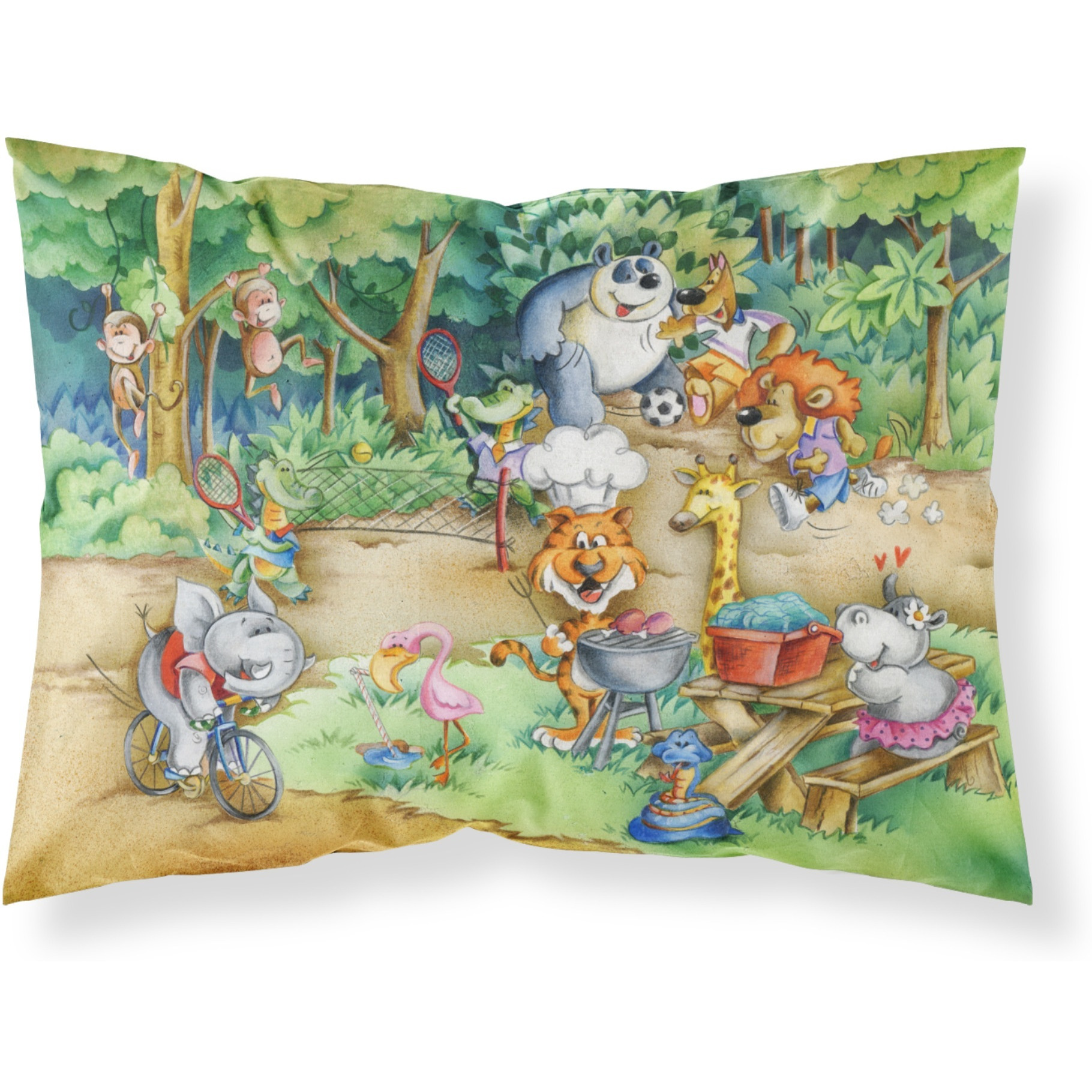 &quotCaroline's Treasures Animals at A Picnic Fabric Standard Pillowcase APH6821PILLOWCASE, Multicolor"