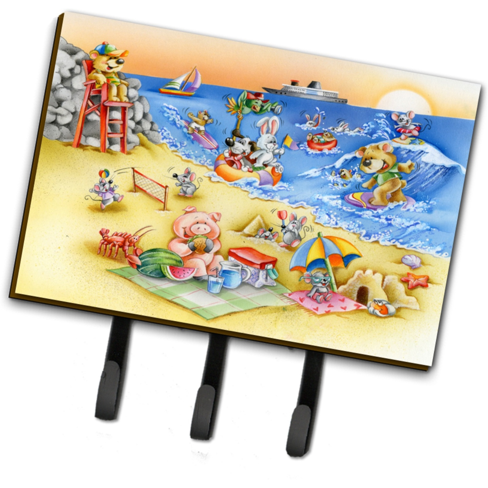 &quotCaroline's Treasures Animals Swimming at the Beach Leash or Key Holder APH6822TH68, Triple, Multicolor"