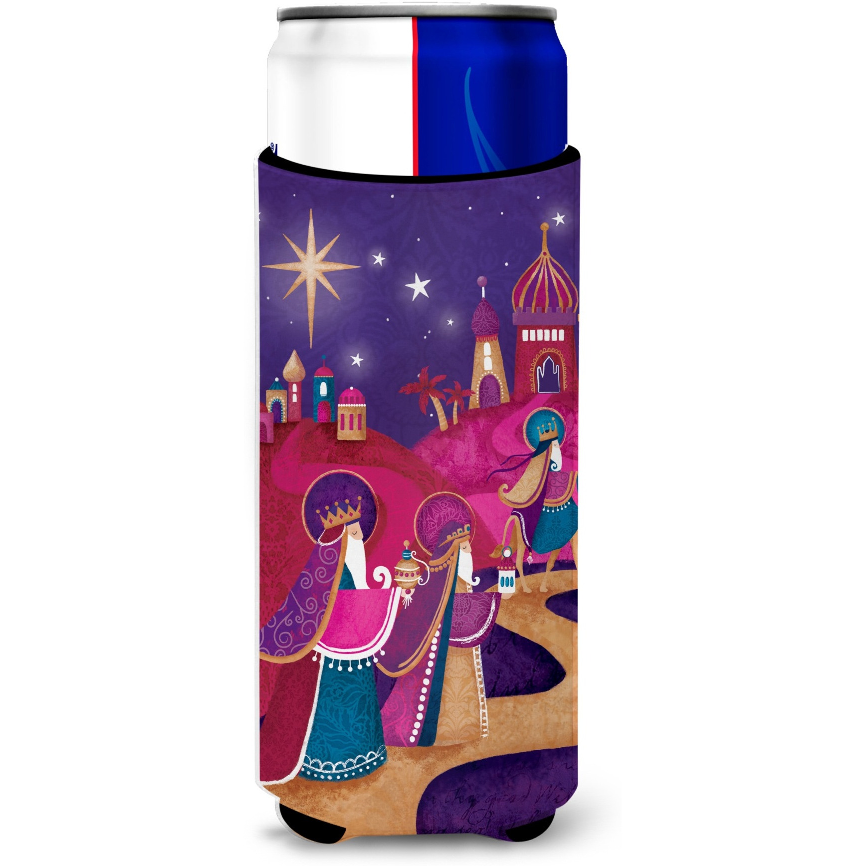 &quotCaroline's Treasures Christmas Wise Men In Purple Michelob Ultra Koozies for Slim Cans, Multicolor"