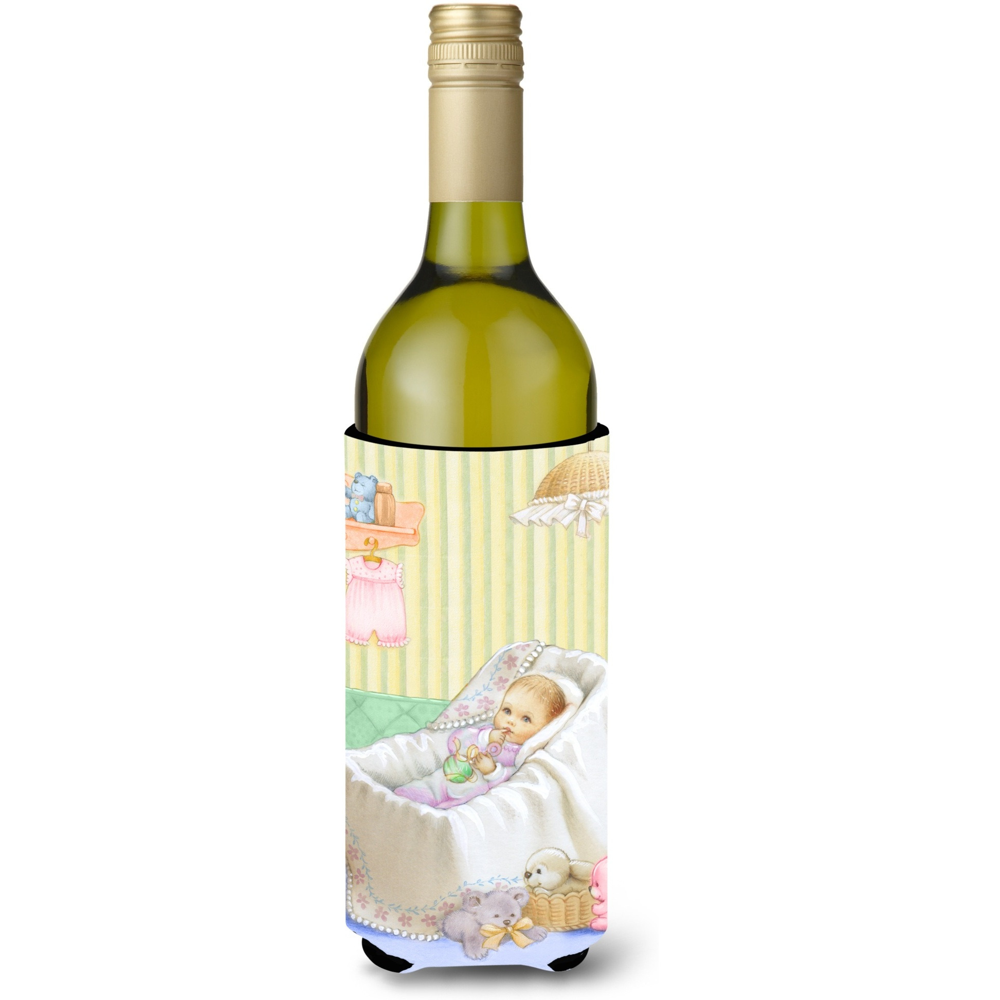 &quotCaroline's Treasures New Baby In Crib Wine Bottle Koozie Hugger, 750ml, Multicolor"