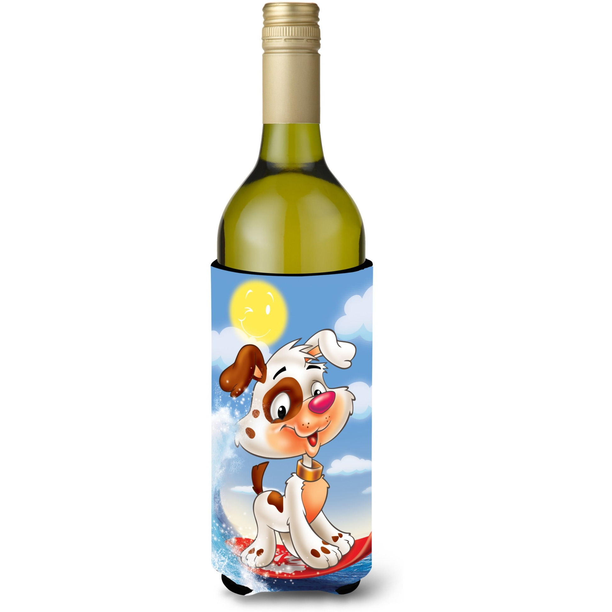 &quotCaroline's Treasures APH7227LITERK Dog Water Skiing Wine Bottle Koozie Hugger, 750ml, Multicolor"