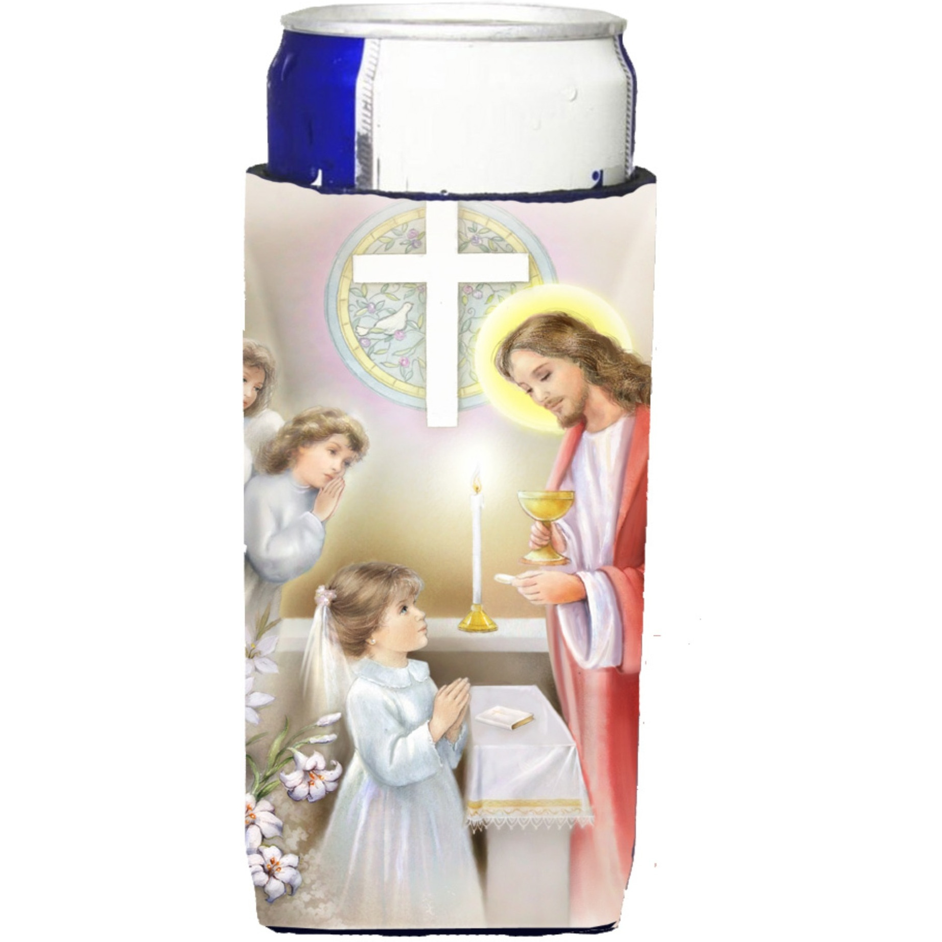 &quotCaroline's Treasures APH7585MUK First Communion Girl Michelob Ultra Koozies For Slim Cans, Multicolor"