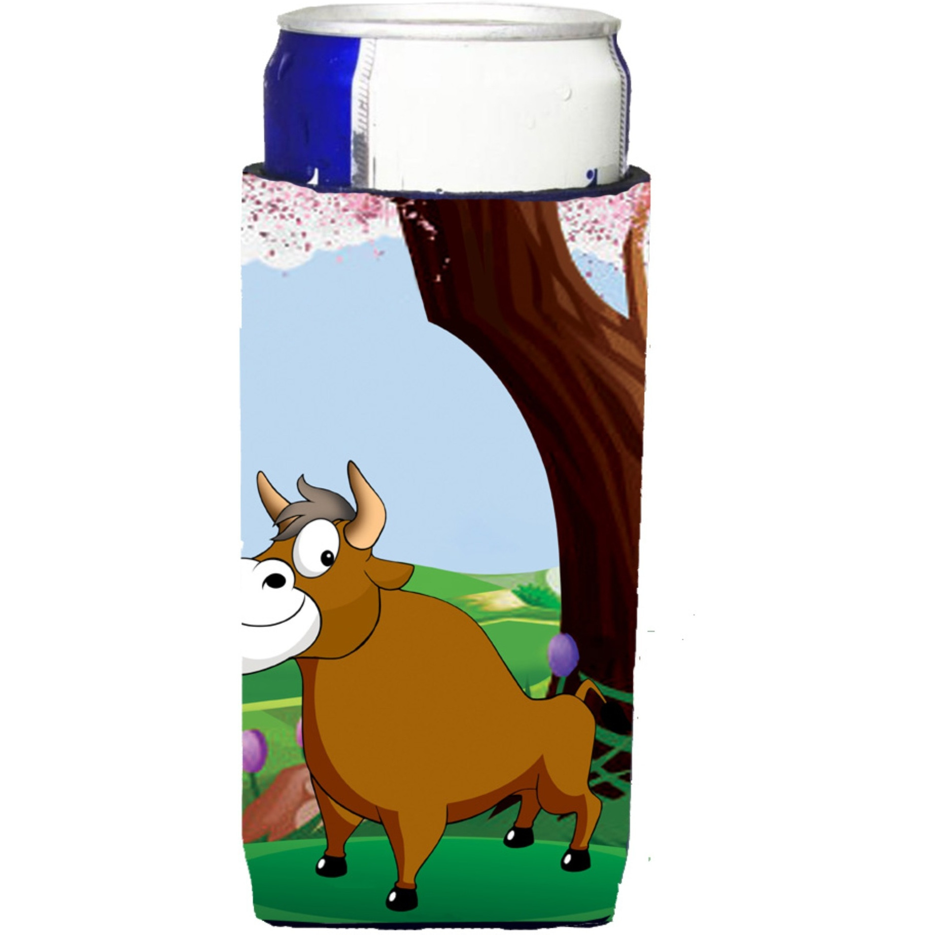 &quotCaroline's Treasures APH7628MUK Bull Under The Tree Michelob Ultra Koozies For Slim Cans, Multicolor"