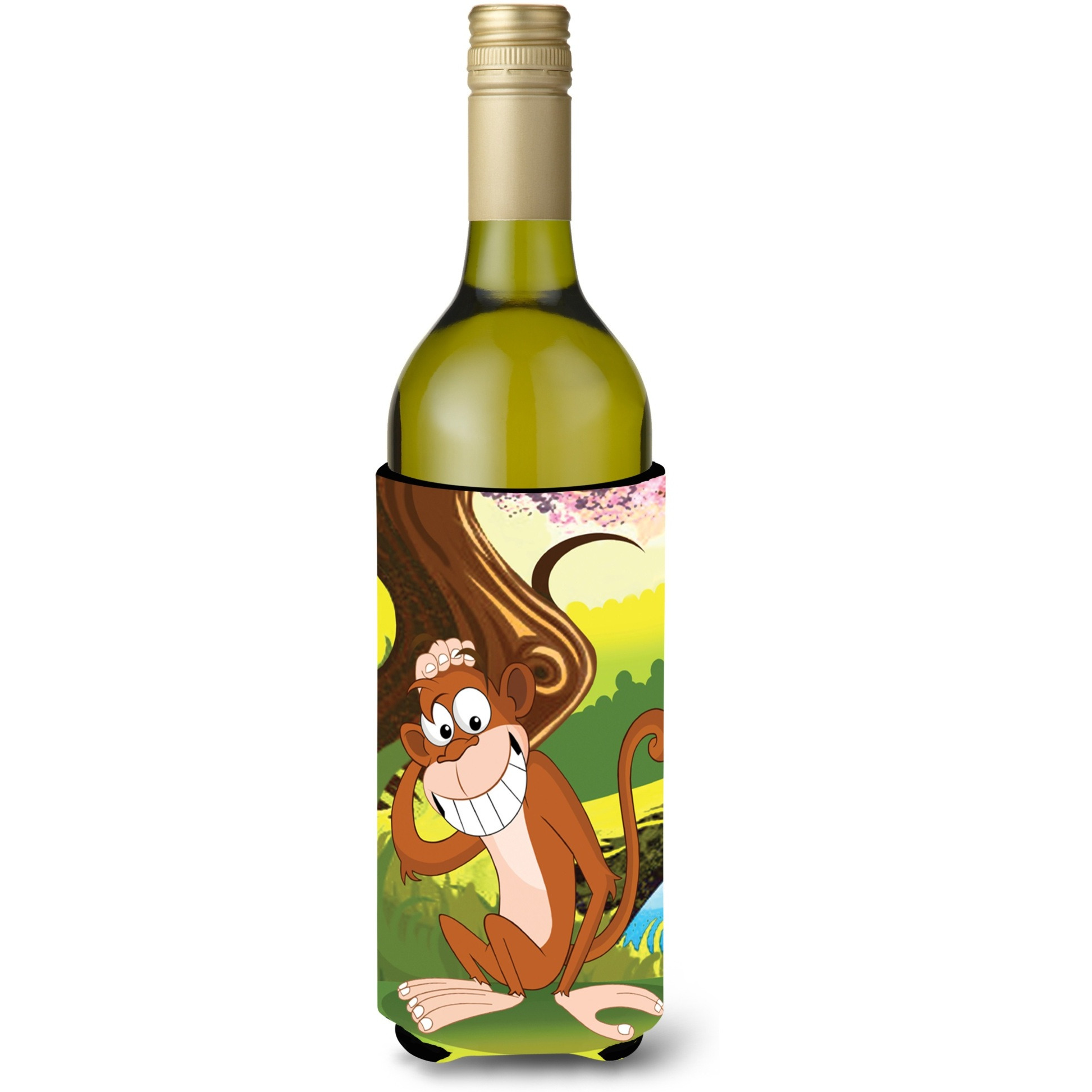 &quotCaroline's Treasures APH7629LITERK Monkey Under The Tree Wine Bottle Koozie Hugger, 750ml, Multicolor"