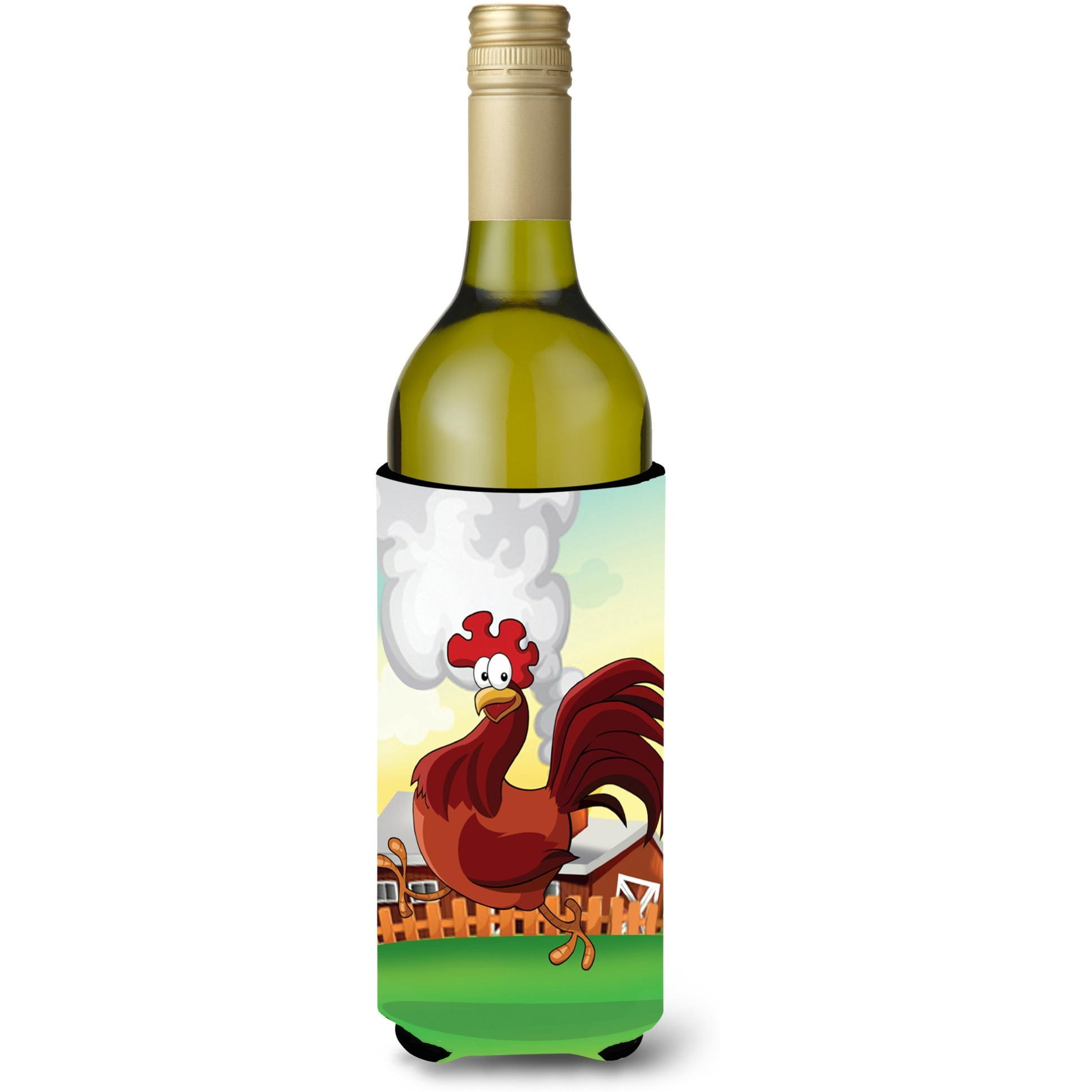 &quotCaroline's Treasures APH7630LITERK Rooster Chicken On The Run Wine Bottle Koozie Hugger, 750ml, Multicolor"