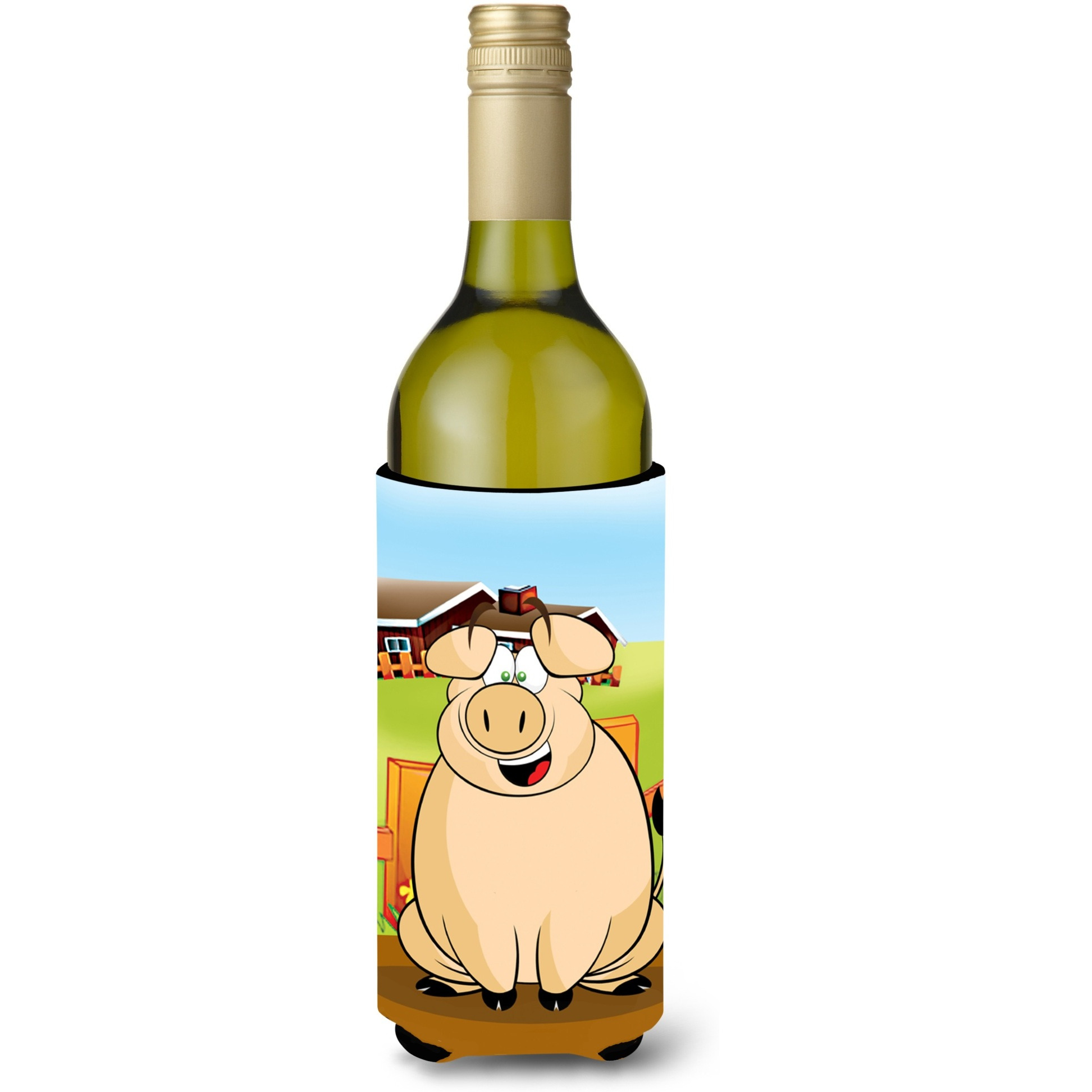 &quotCaroline's Treasures APH7635LITERK The Pig Wine Bottle Koozie Hugger, 750ml, Multicolor"