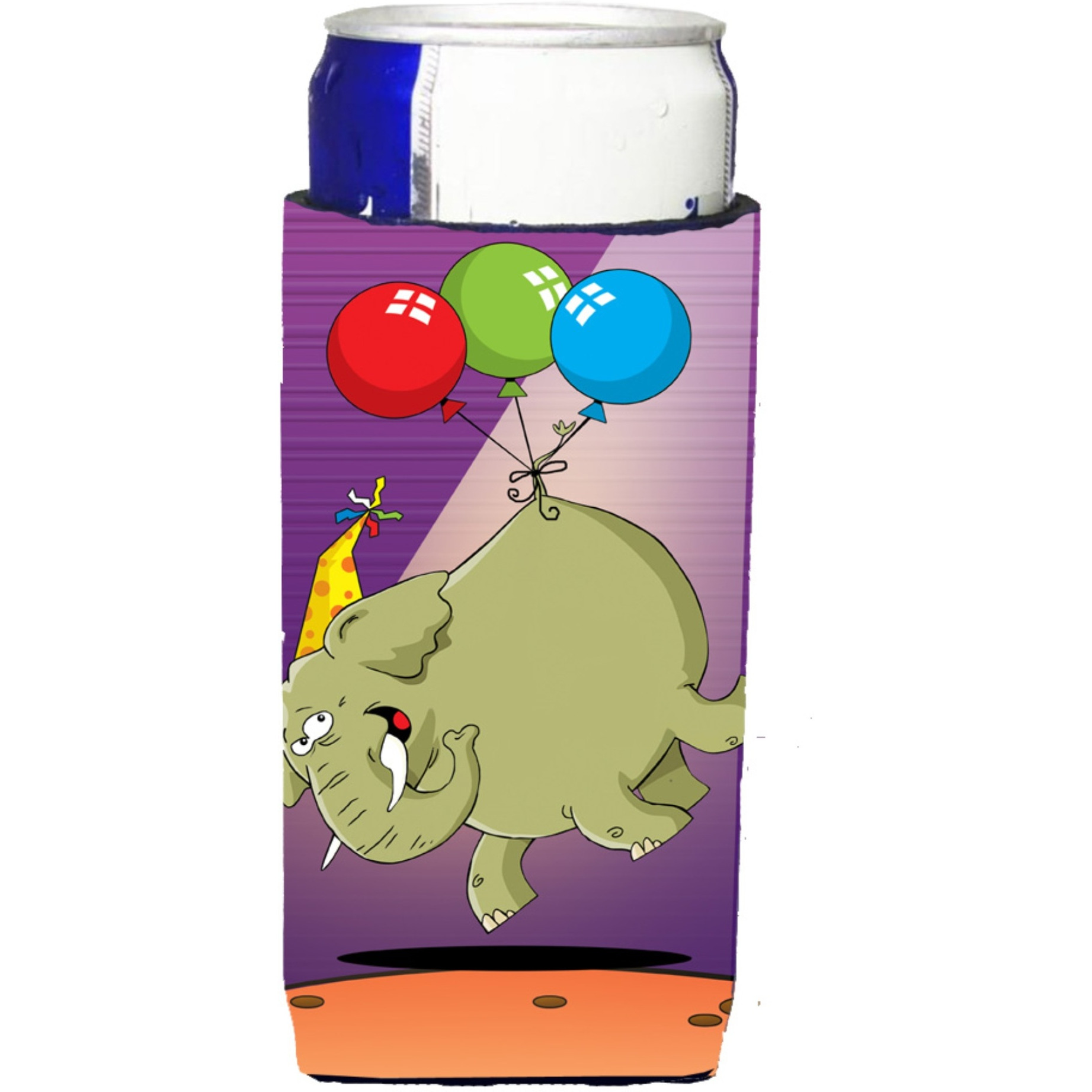 &quotCaroline's Treasures APH8244MUK Happy Birthday Elephant Michelob Ultra Koozies For Slim Cans, Multicolor"