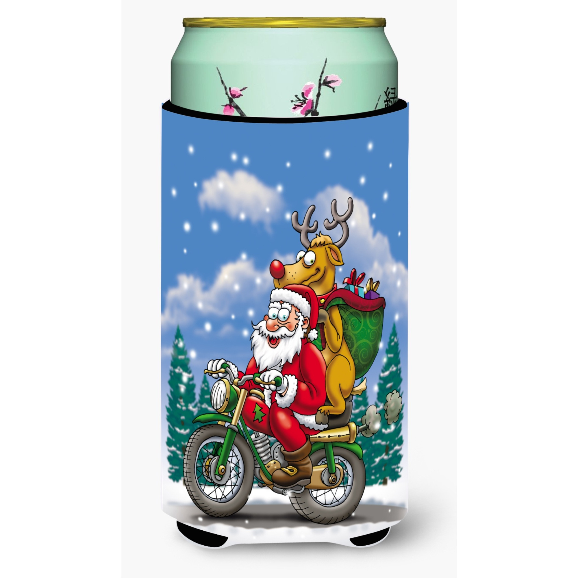 &quotCaroline's Treasures Christmas Santa Claus on A Motorcycle Tall Boy Koozie Hugger, Multicolor"