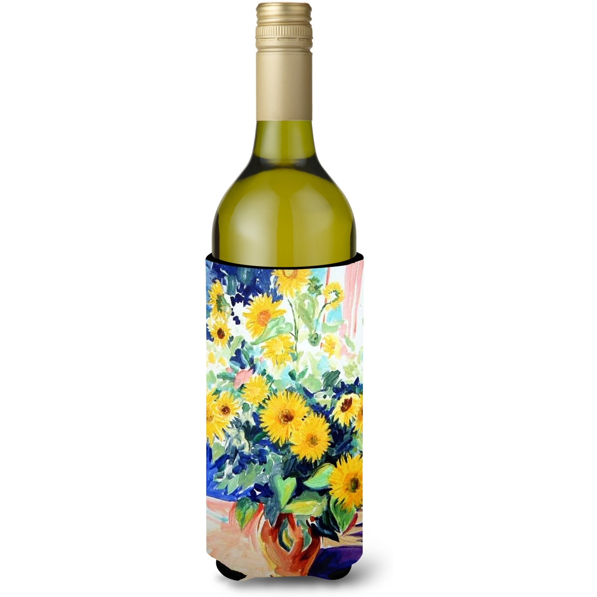 &quotCaroline's Treasures Sunflowers by Roy Avis Wine Bottle Koozie Hugger, 750ml, Multicolor"