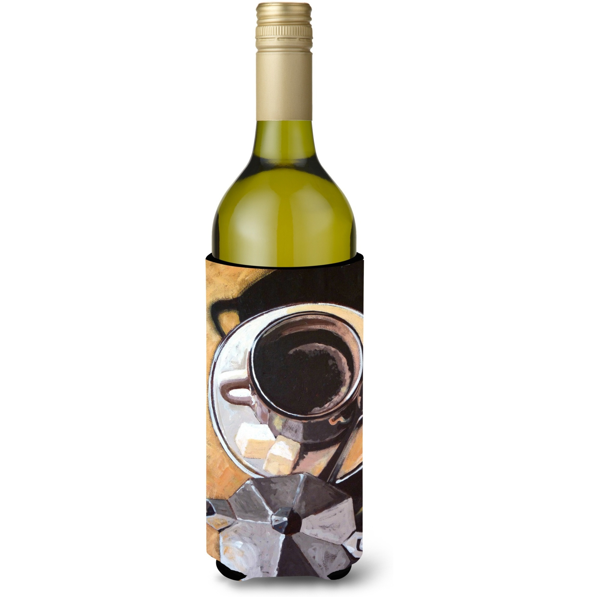 &quotCaroline's Treasures ARA0086LITERK "&quotCoffee I by Roy Avis"" Wine Bottle Beverage Insulator Hugger, 750ml, Multicolor"