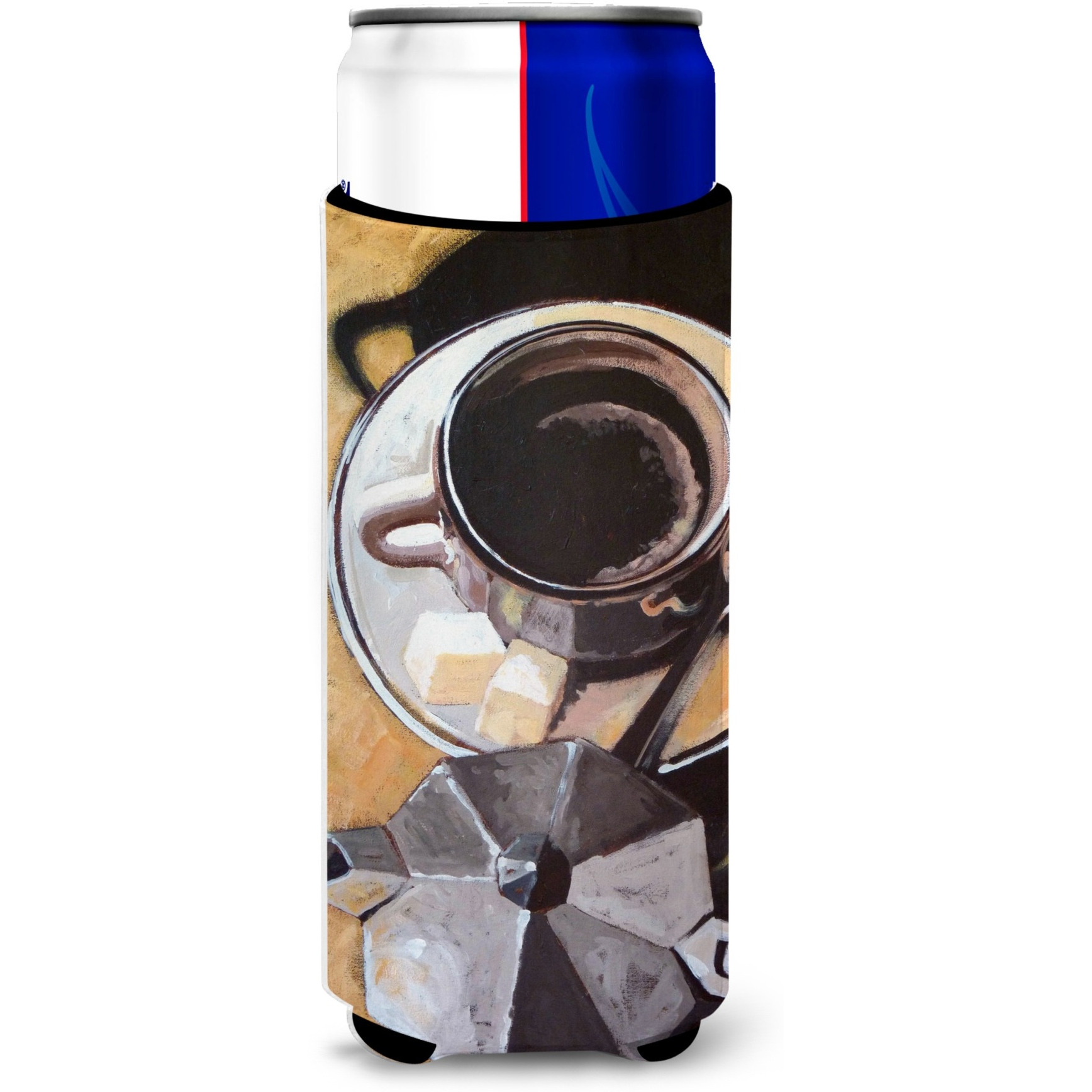 &quotCaroline's Treasures ARA0086MUK "&quotCoffee I by Roy Avis"" Ultra Beverage Insulators for Slim Cans, Multicolor"
