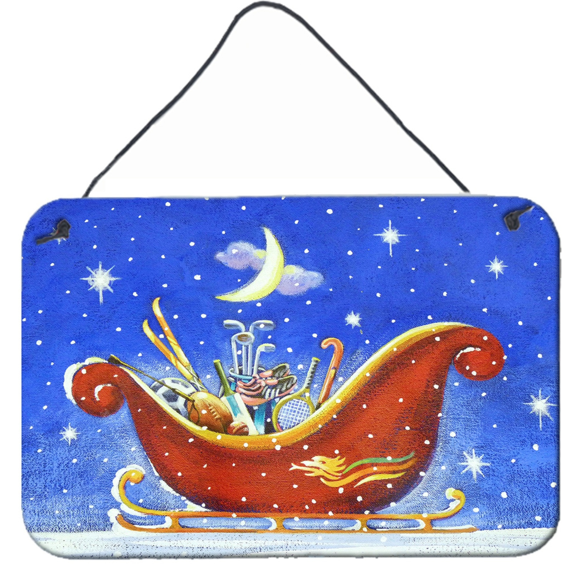&quotCaroline's Treasures Christmas Santa's Sleigh by Roy Avis Wall or Door Hanging Prints ARA0143DS812, 8HX12W, Multicolor"
