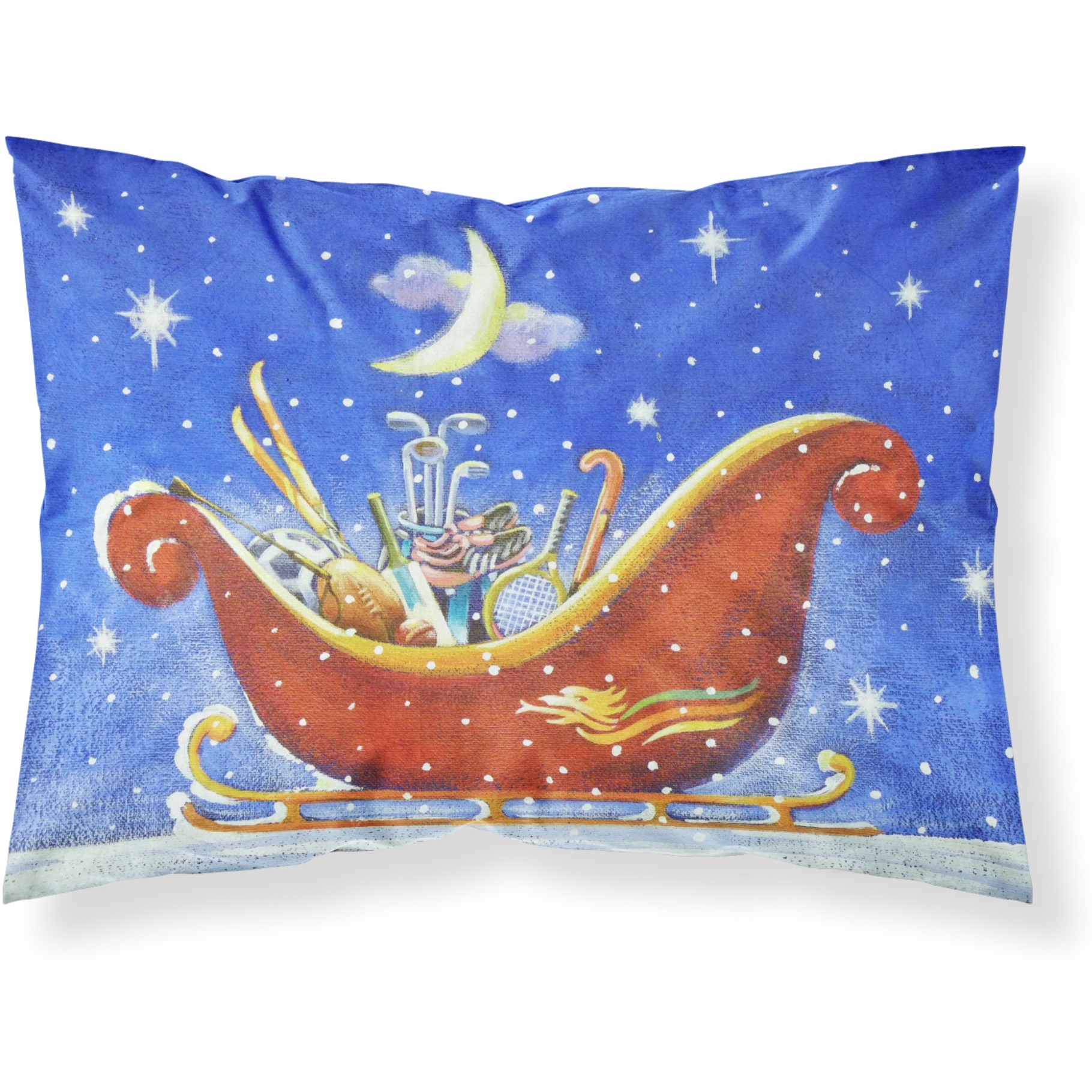 &quotCaroline's Treasures Christmas Santa's Sleigh by Roy Avis Fabric Standard Pillowcase ARA0143PILLOWCASE, Multicolor"