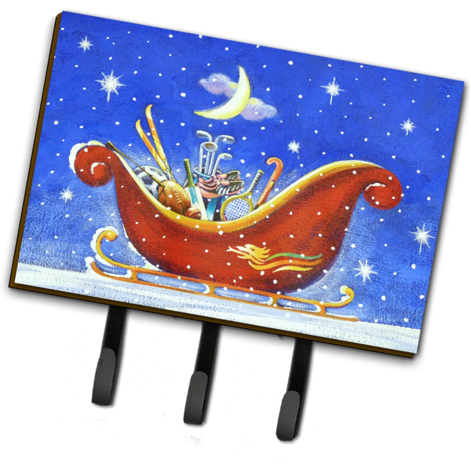 &quotCaroline's Treasures Christmas Santa's Sleigh by Roy Avis Leash or Key Holder ARA0143TH68, Triple, Multicolor"