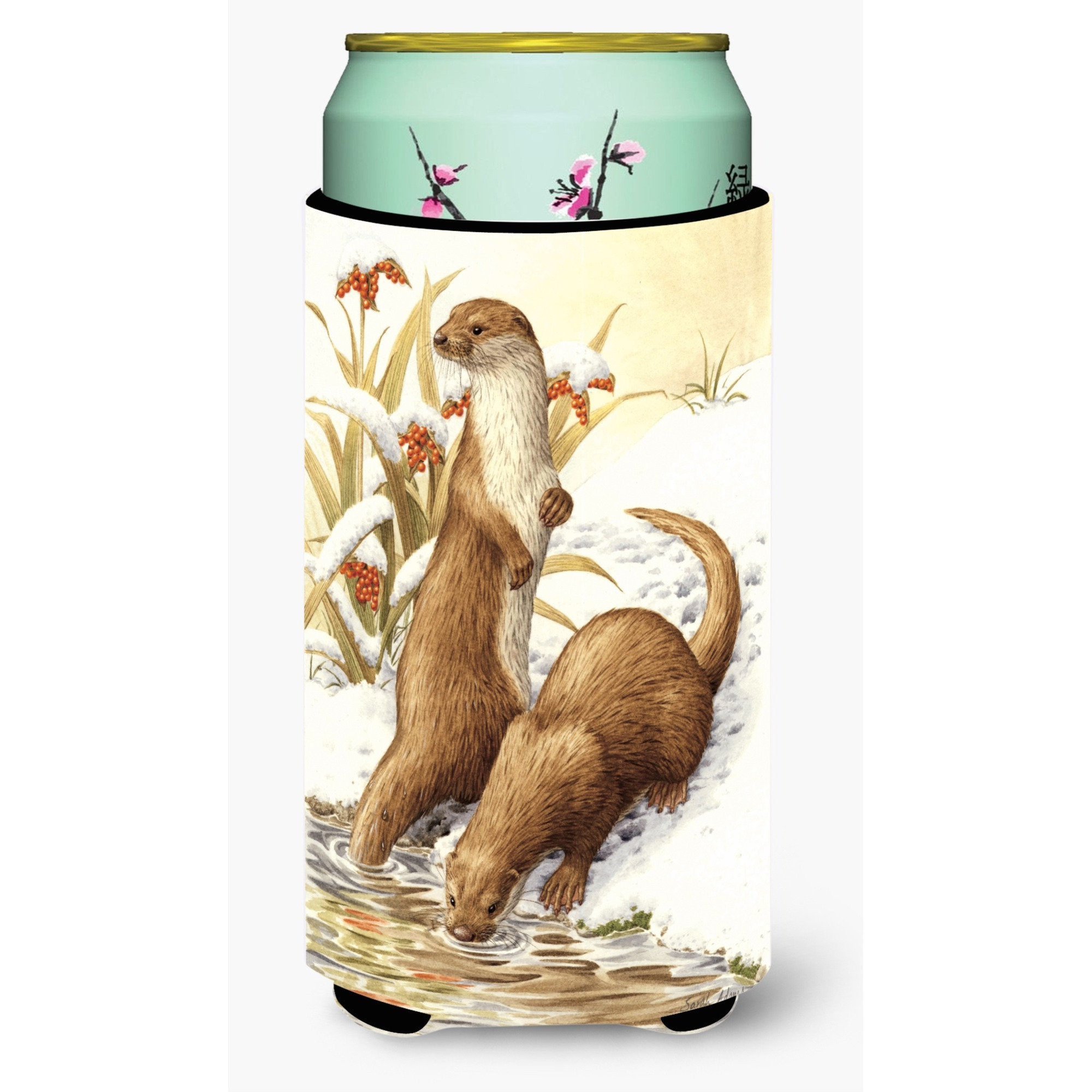 &quotCaroline's Treasures Otters and Gladon Irises Tall Boy Koozie Hugger, Multicolor"