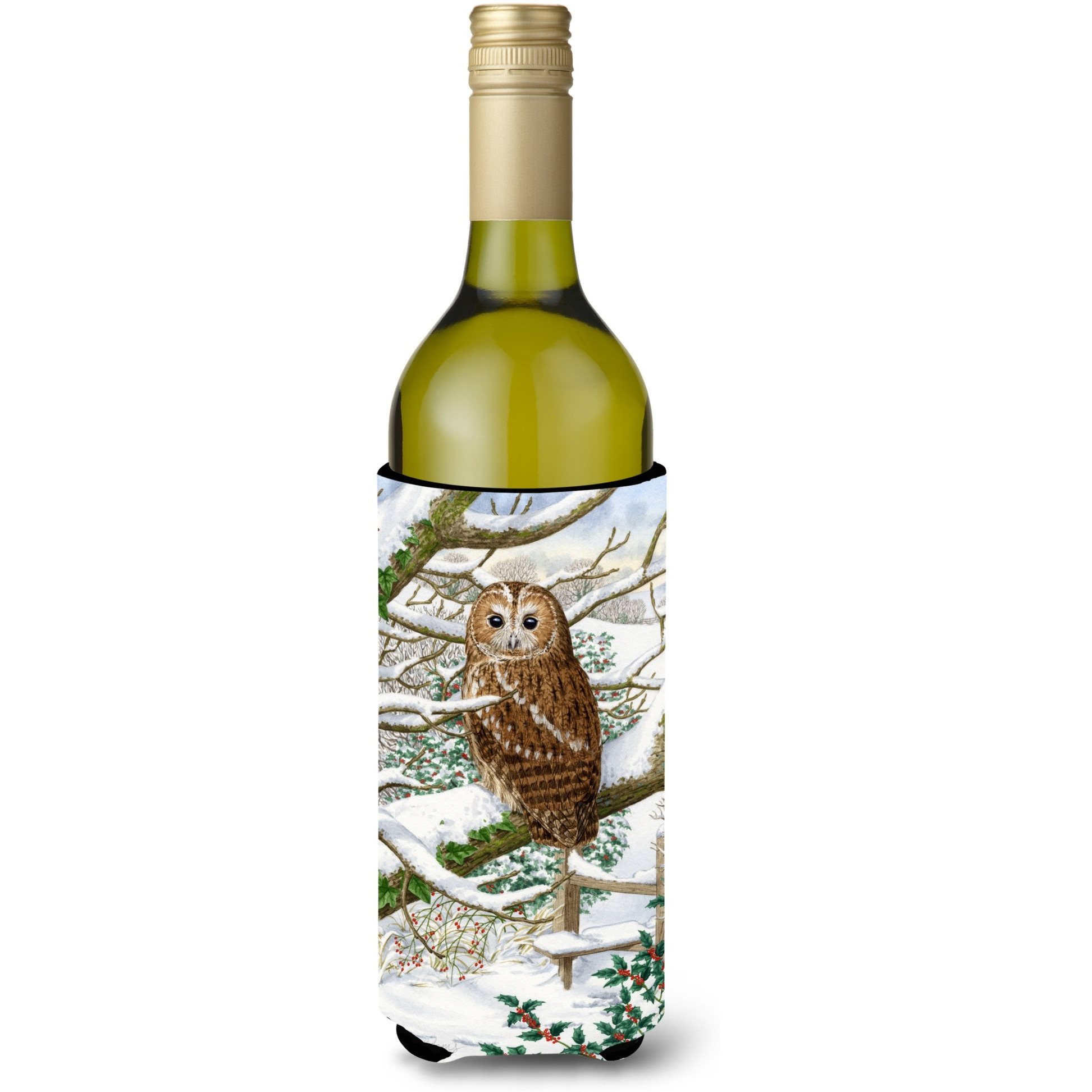 &quotCaroline's Treasures ASA2008LITERK Tawny Owl Wine Bottle Koozie Hugger, 750 ml, Multicolor"