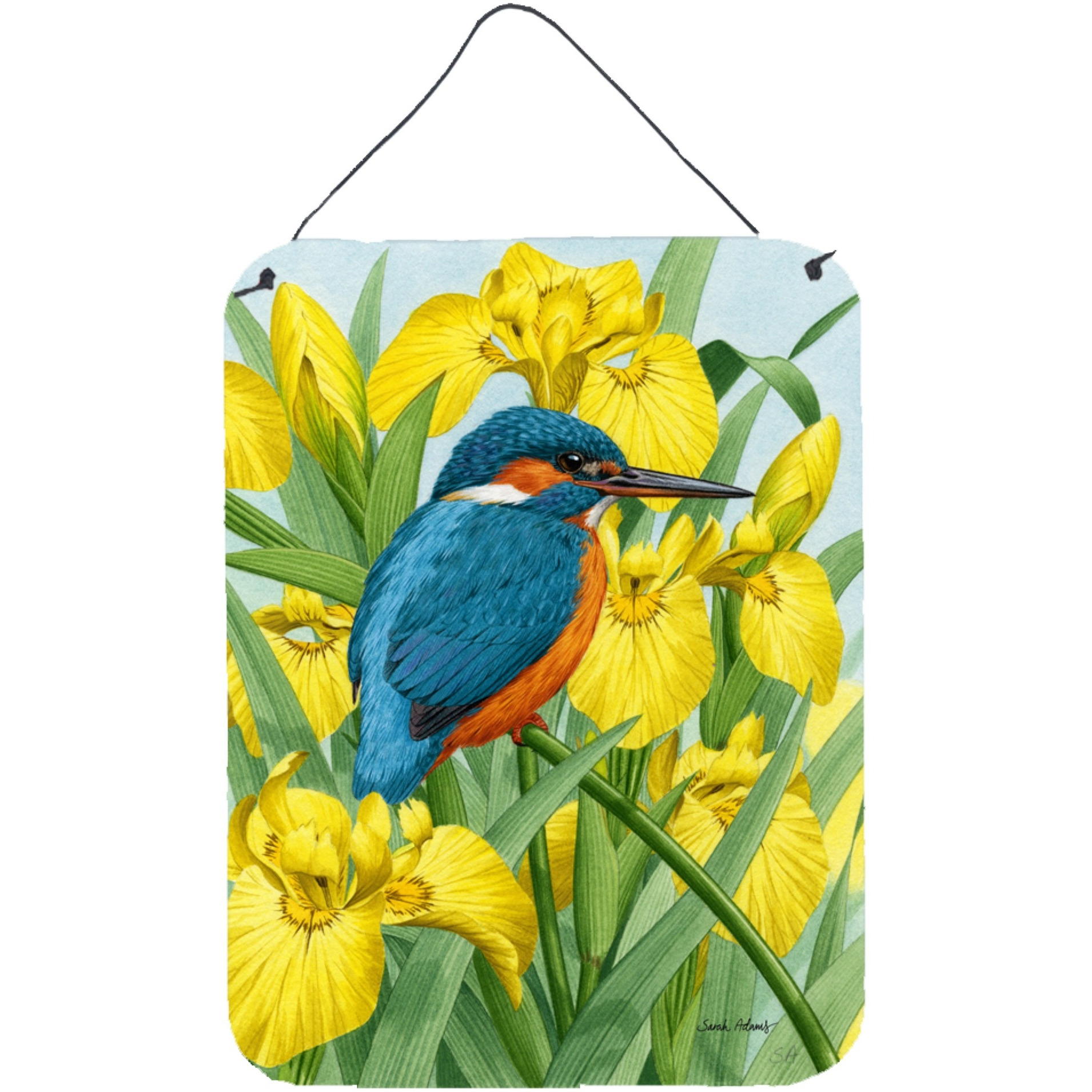 &quotCaroline's Treasures Kingfisher in Yellow Irises Wall or Door Hanging Prints ASA2009DS1216, 16HX12W, Multicolor"