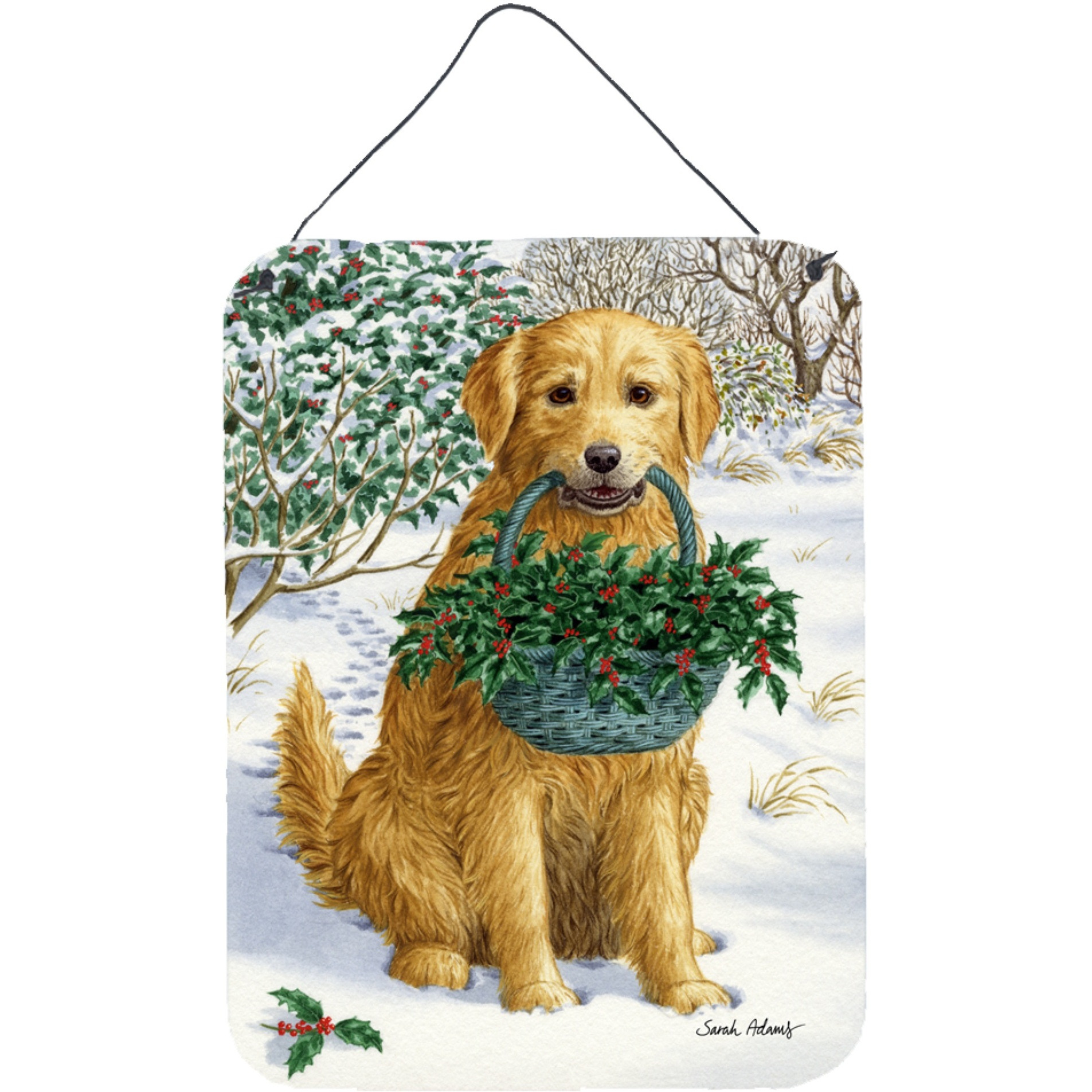 &quotCaroline's Treasures Yellow Labrador & Holly Wall or Door Hanging Prints ASA2013DS1216, 16HX12W, Multicolor"