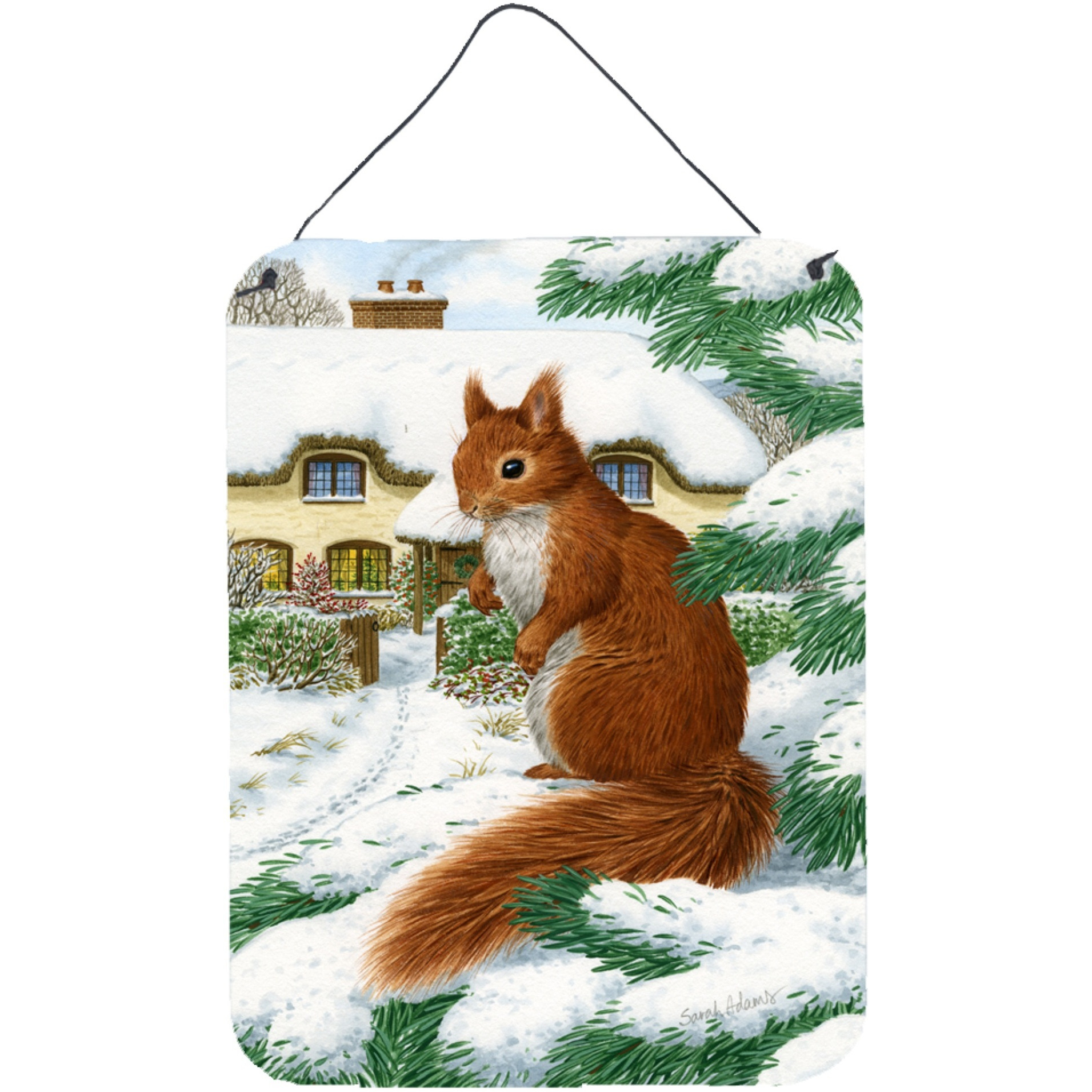 &quotCaroline's Treasures Red Squirrel & Cottage Wall or Door Hanging Prints ASA2014DS1216, 16HX12W, Multicolor"
