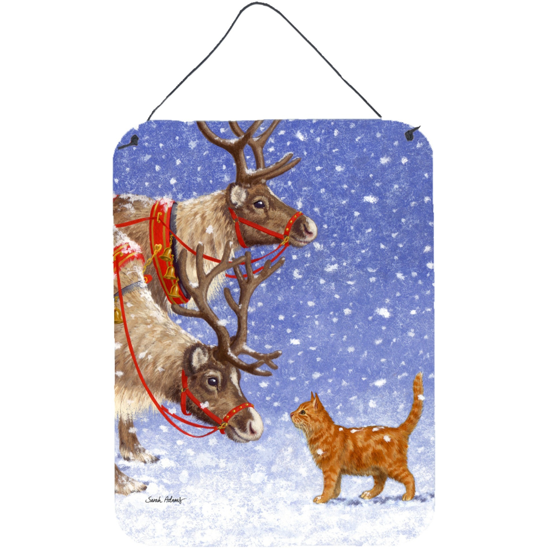 &quotCaroline's Treasures Reindeers & Cat Wall or Door Hanging Prints ASA2015DS1216, 16HX12W, Multicolor"