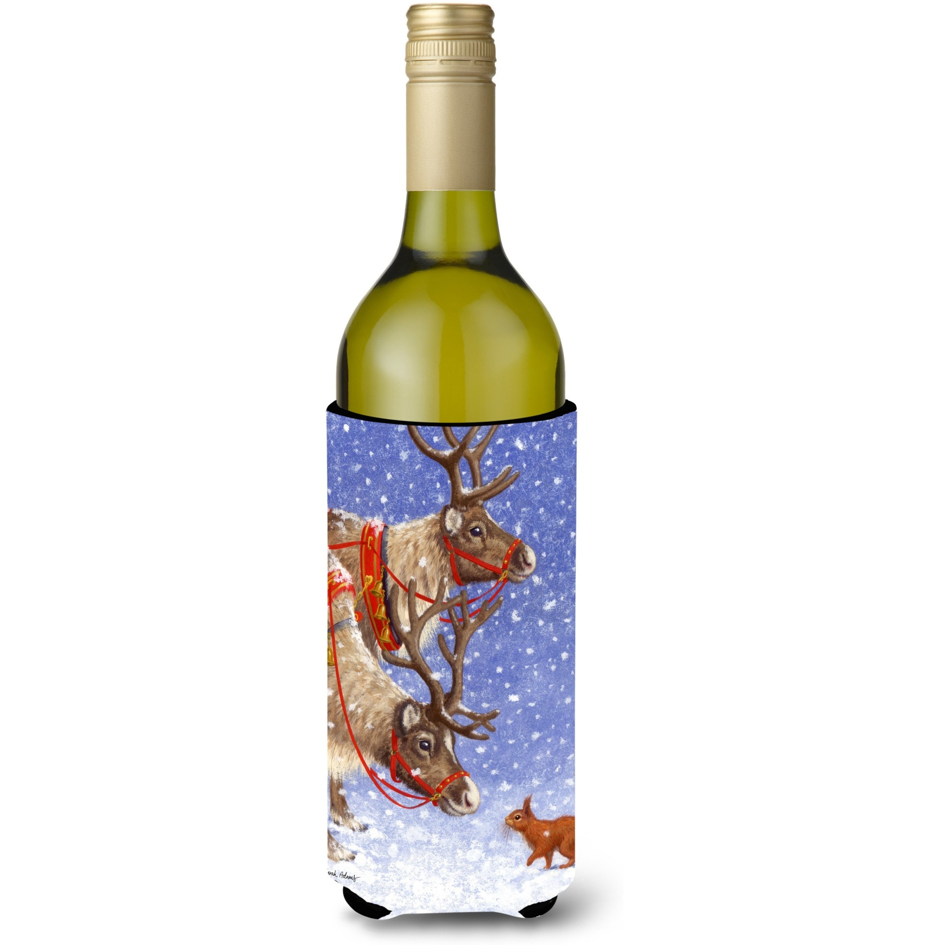 &quotCaroline's Treasures Reindeers and Squirrel Wine Bottle Koozie Hugger, 750 ml, Multicolor"