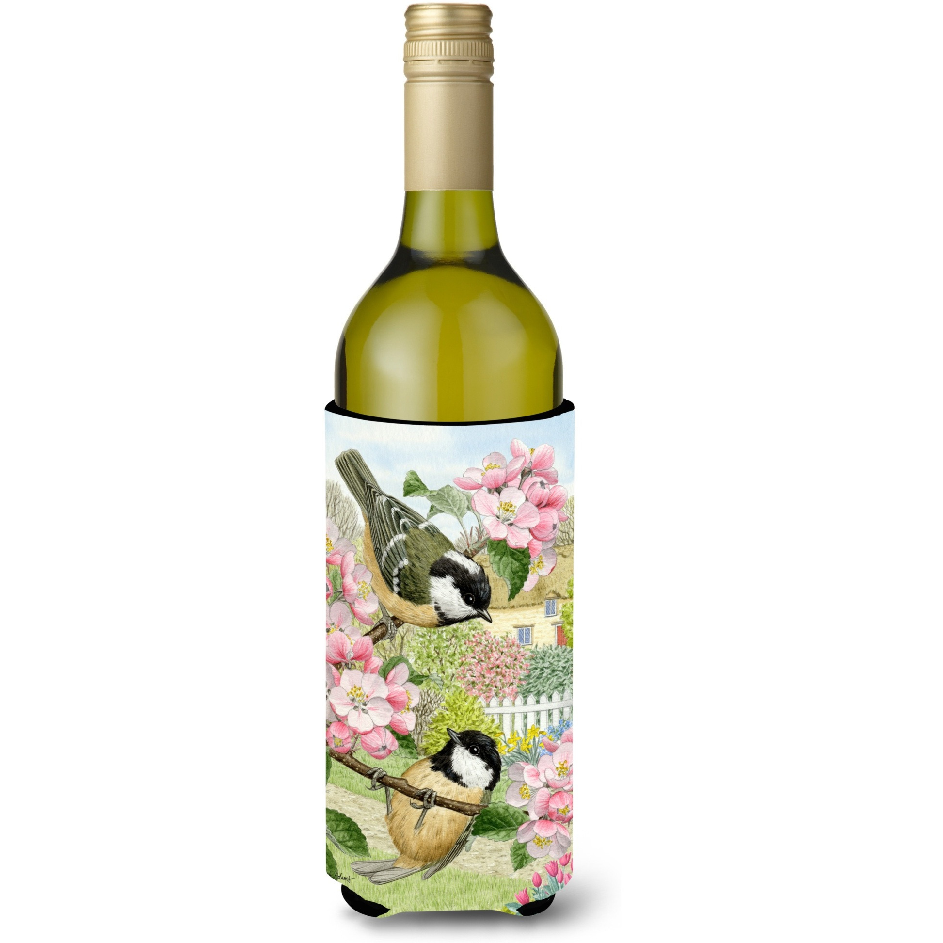 &quotCaroline's Treasures ASA2017LITERK Coal Tits Wine Bottle Koozie Hugger, 750 ml, Multicolor"