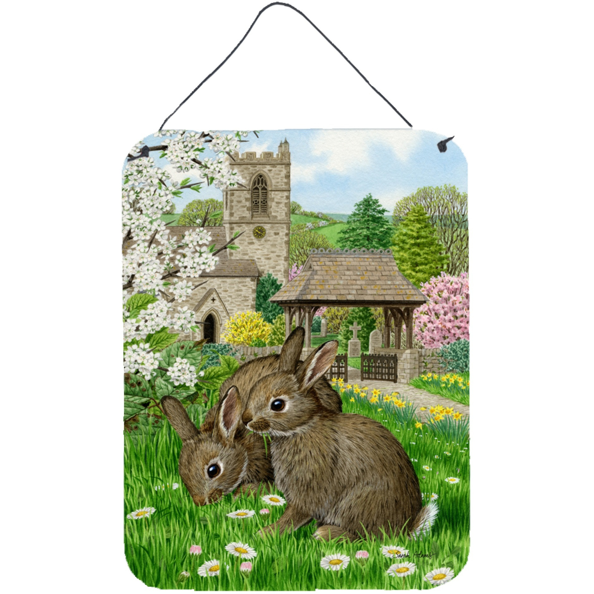 &quotCaroline's Treasures Leveret Bunny Rabbit Wall or Door Hanging Prints ASA2023DS1216, 16HX12W, Multicolor"