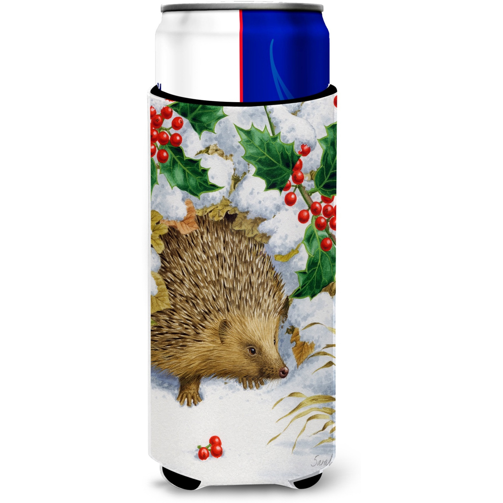 &quotCaroline's Treasures Hedgehog and Holly Michelob Ultra Koozies for Slim Cans, Multicolor"