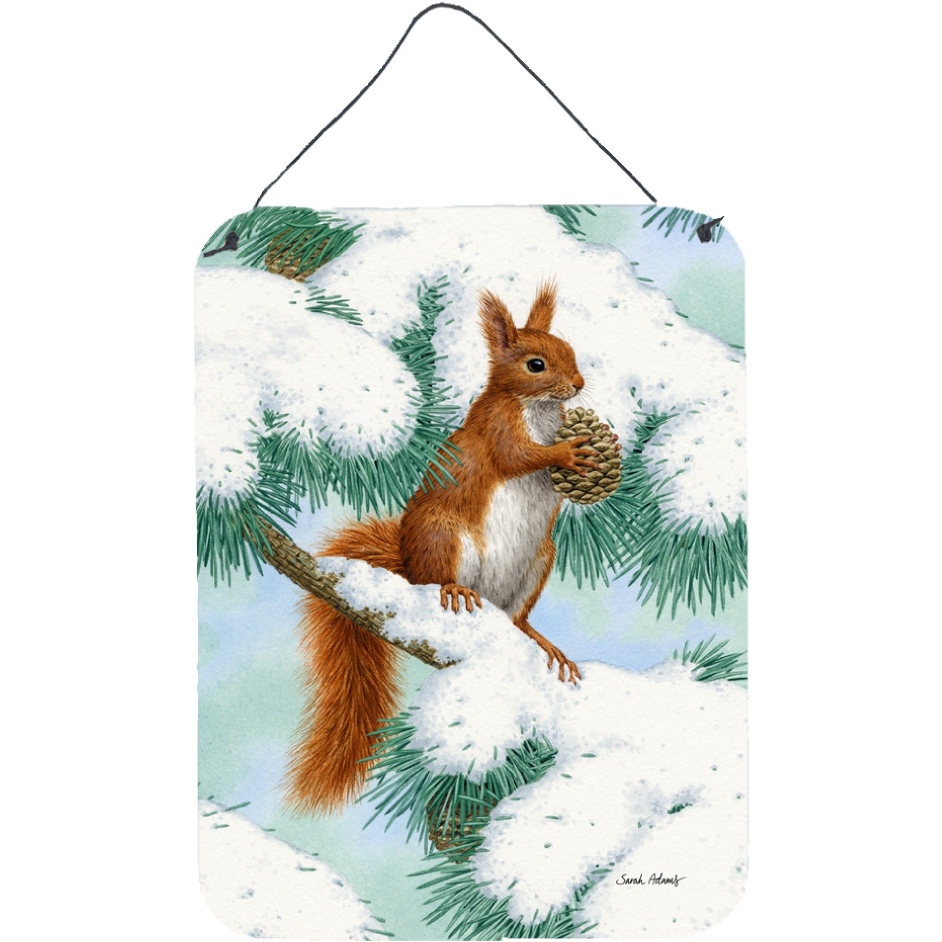 &quotCaroline's Treasures Red Squirrel with Pine Cone Wall or Door Hanging Prints ASA2033DS1216, 16HX12W, Multicolor"