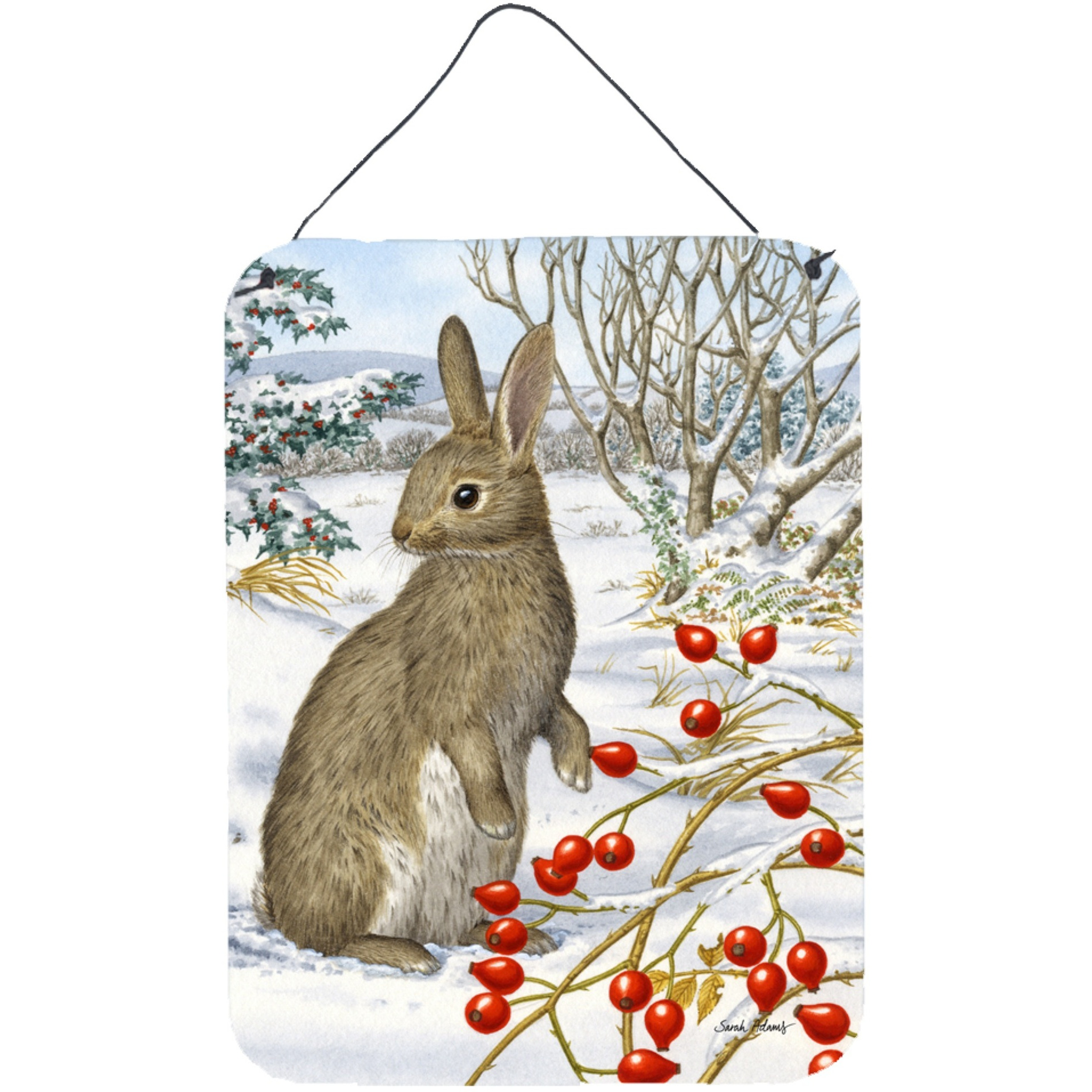 &quotCaroline's Treasures Rabbit with Berries Wall or Door Hanging Prints ASA2035DS1216, 16HX12W, Multicolor"