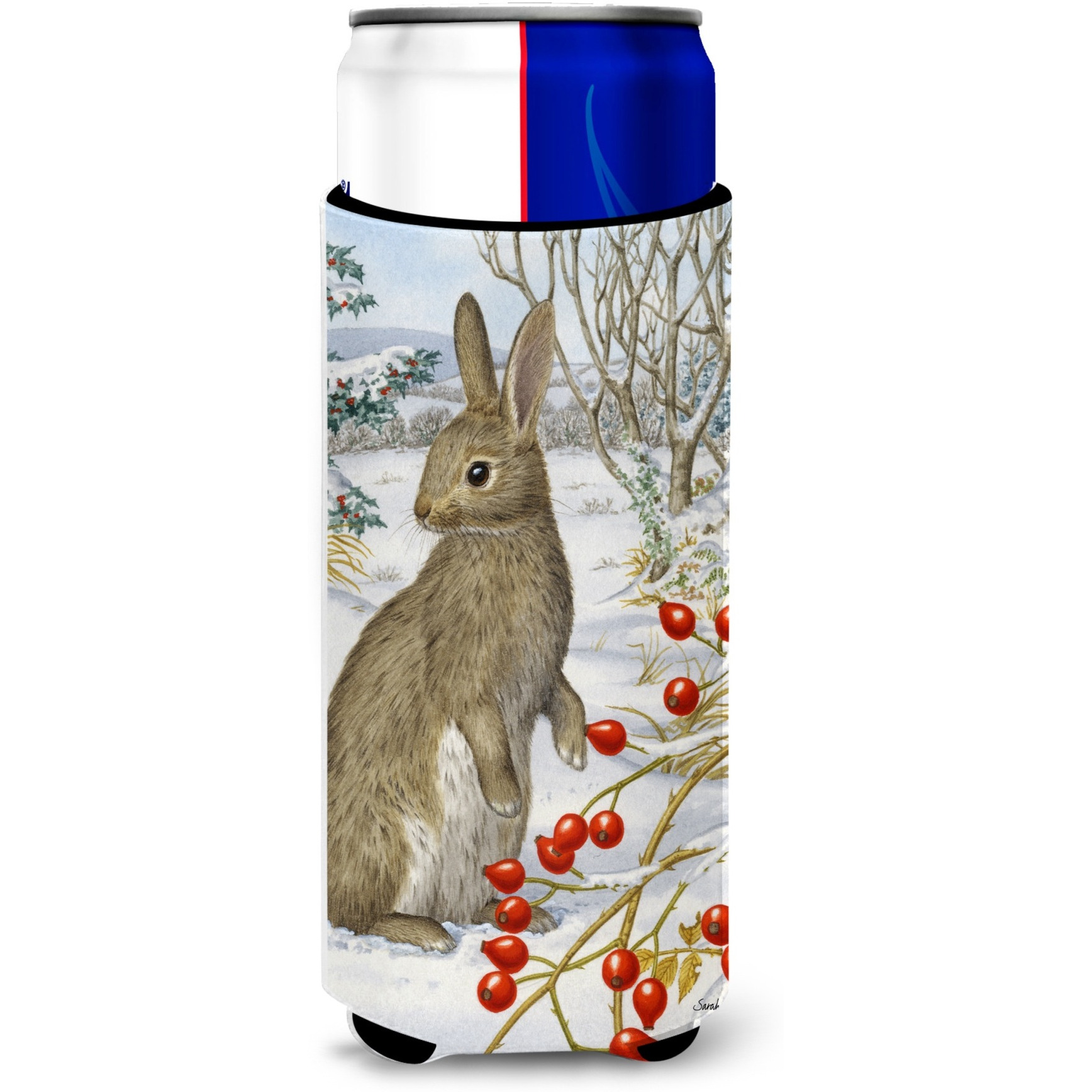 &quotCaroline's Treasures Rabbit with Berries Michelob Ultra Koozies for Slim Cans, Multicolor"