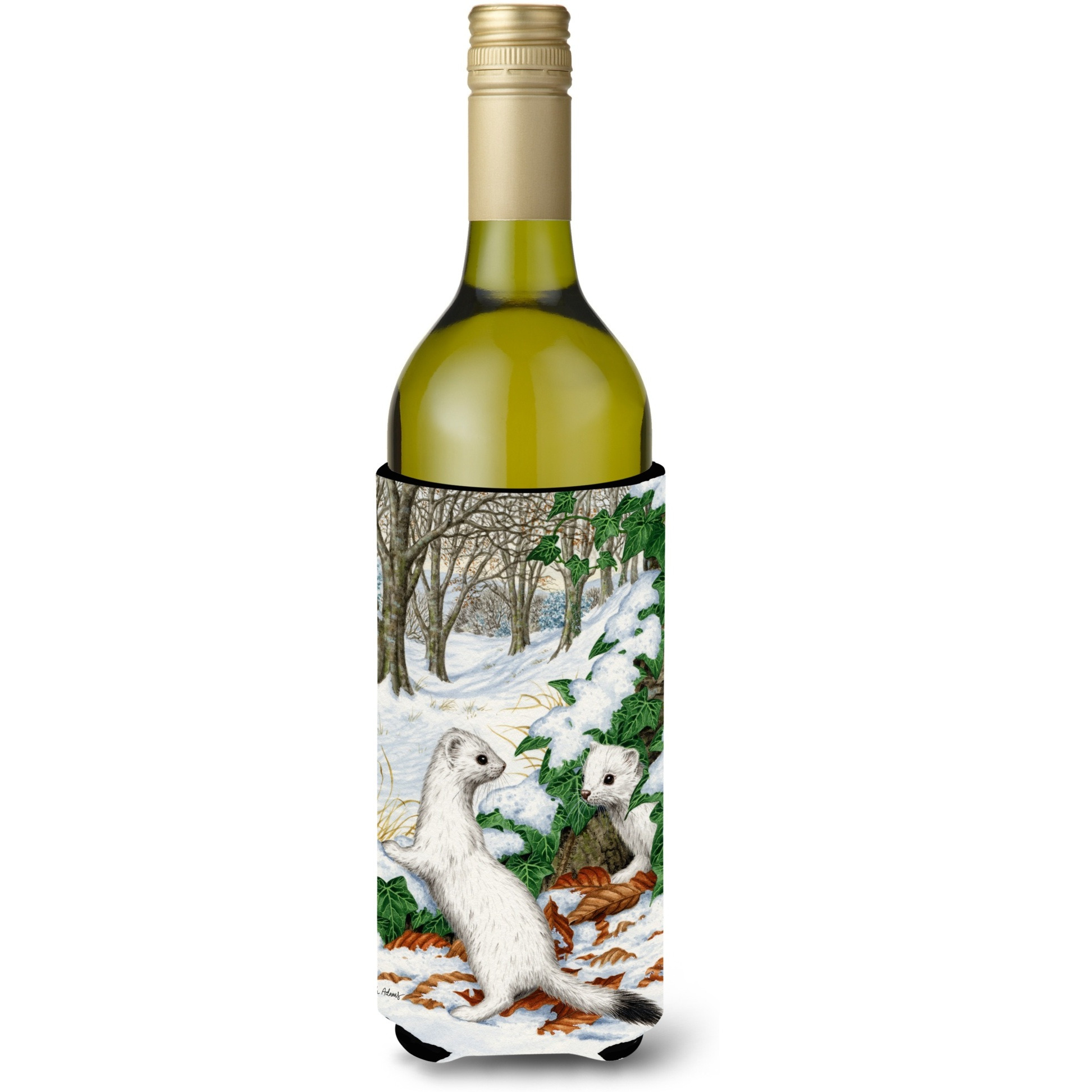 &quotCaroline's Treasures Stoats Short-Tailed Weasel Wine Bottle Koozie Hugger, 750 ml, Multicolor"