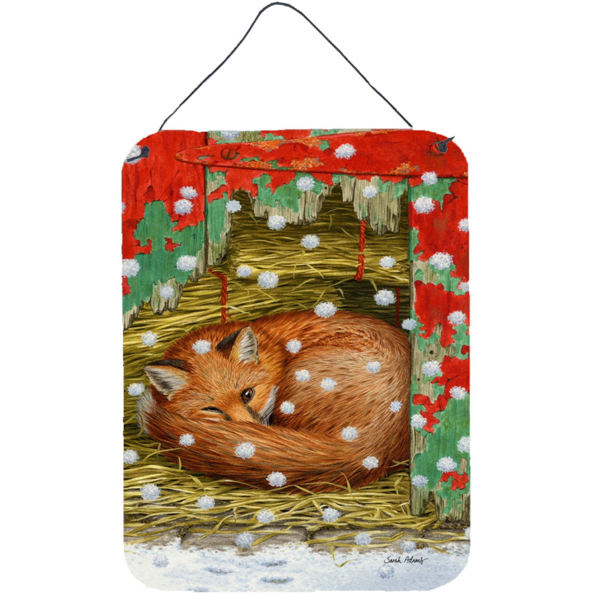 &quotCaroline's Treasures Fox Sleeping in the Snow Wall or Door Hanging Prints ASA2045DS1216, 16HX12W, Multicolor"