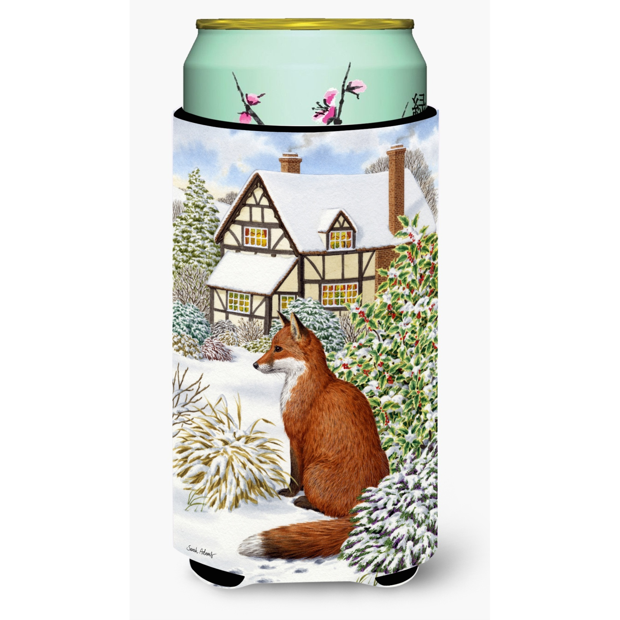 &quotCaroline's Treasures Fox By The Cottage Tall Boy Koozie Hugger, Multicolor"