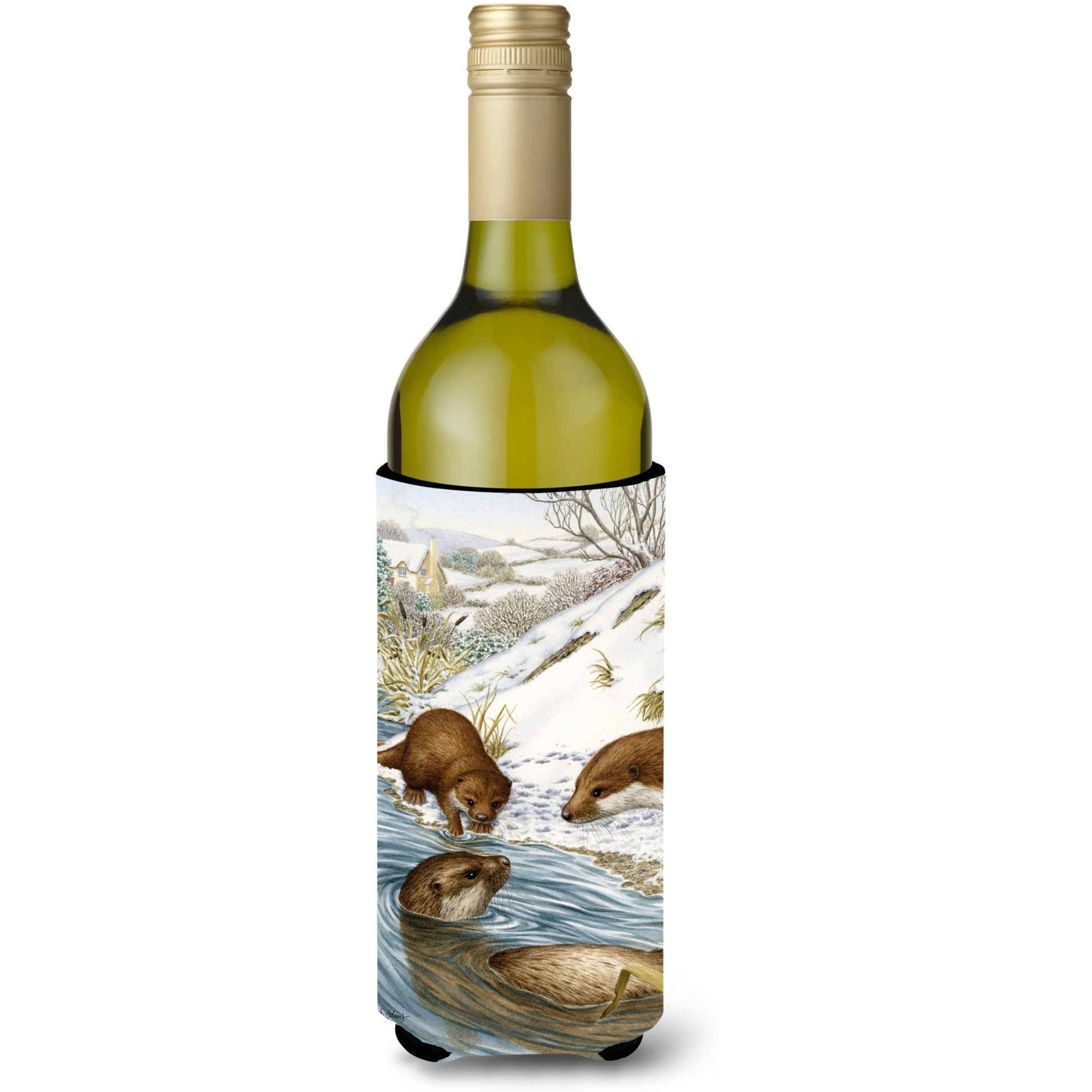 &quotCaroline's Treasures Otter At Play Wine Bottle Koozie Hugger, 750 ml, Multicolor"