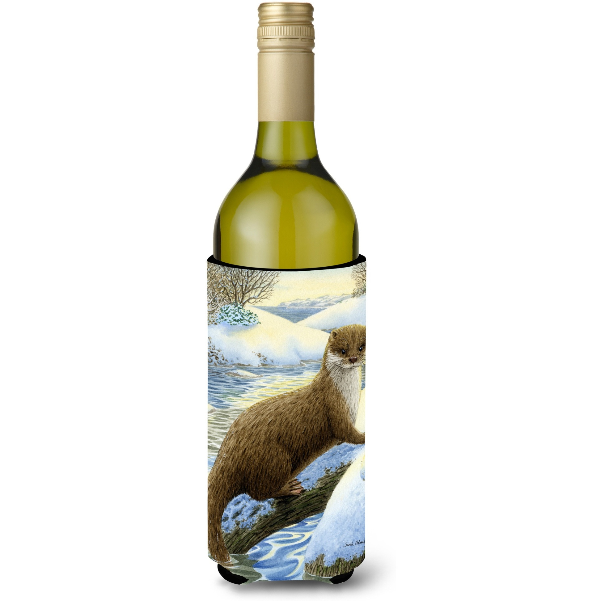 &quotCaroline's Treasures Otter On The Bank Wine Bottle Koozie Hugger, 750 ml, Multicolor"
