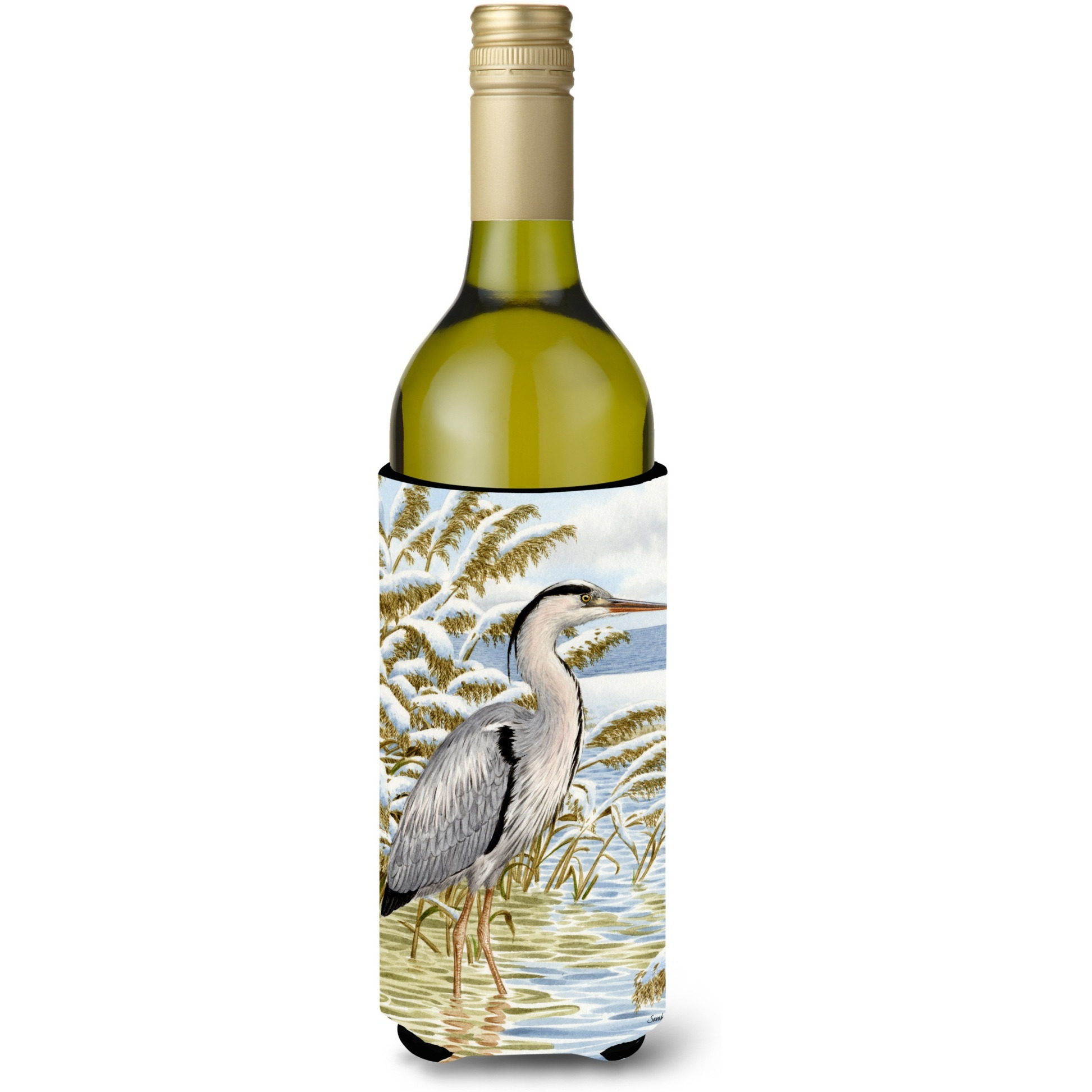 &quotCaroline's Treasures Blue Heron In The Water Wine Bottle Koozie Hugger, 750 ml, Multicolor"