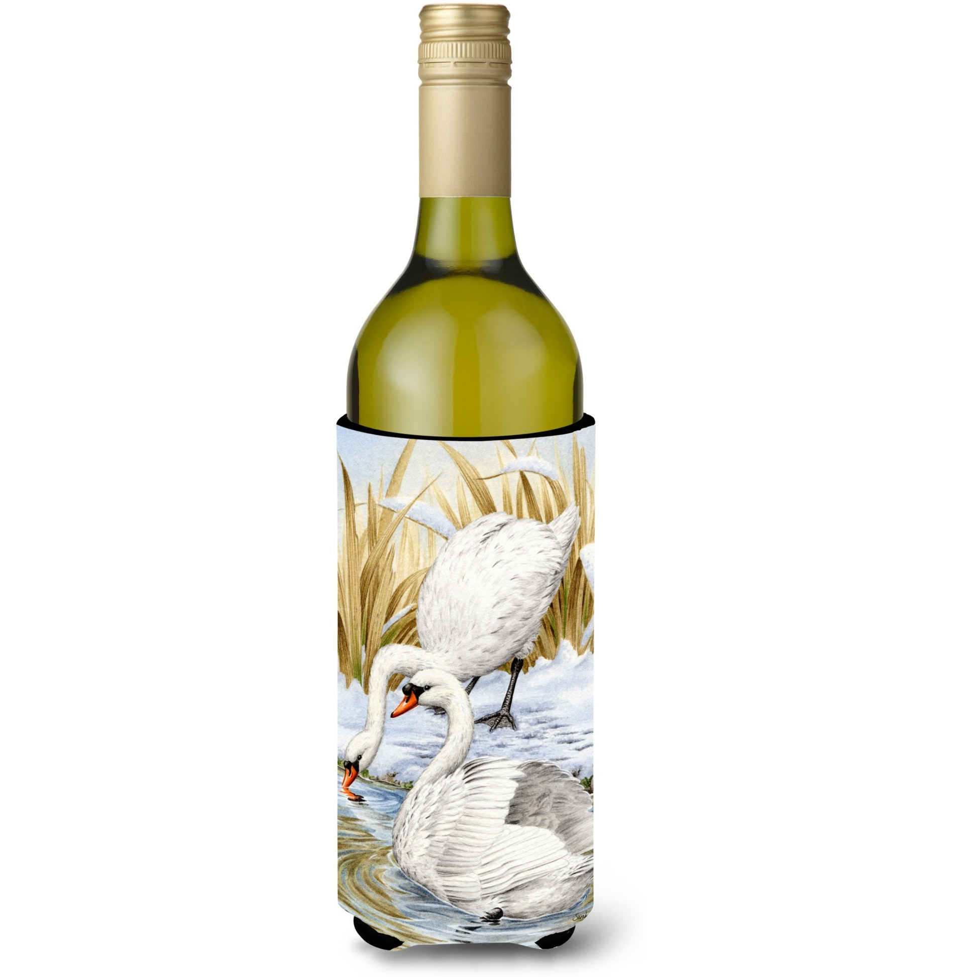 &quotCaroline's Treasures White Swans Wine Bottle Koozie Hugger, 750 ml, Multicolor"