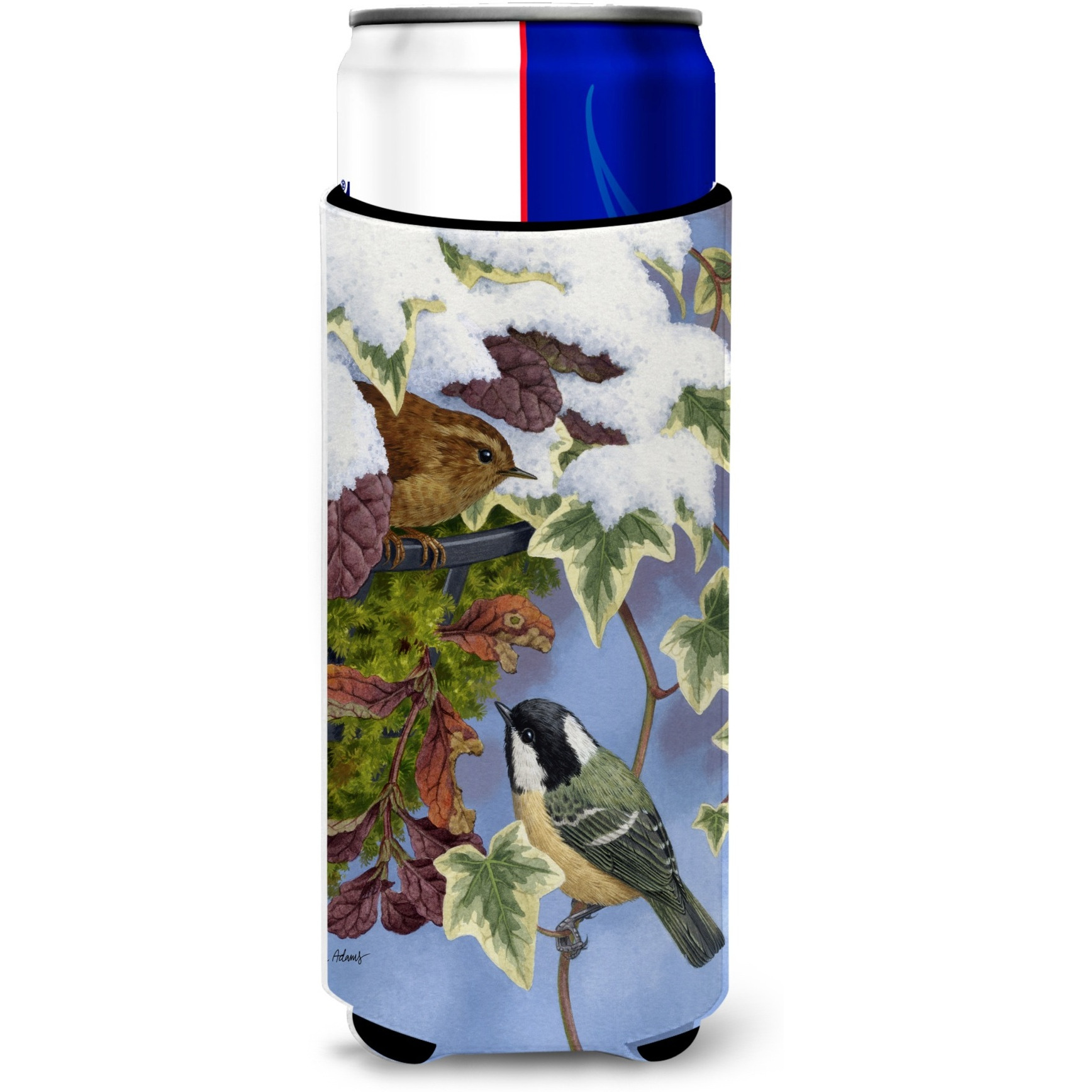 &quotCaroline's Treasures Coal Tit and Wren Michelob Ultra Koozies for Slim Cans, Multicolor"
