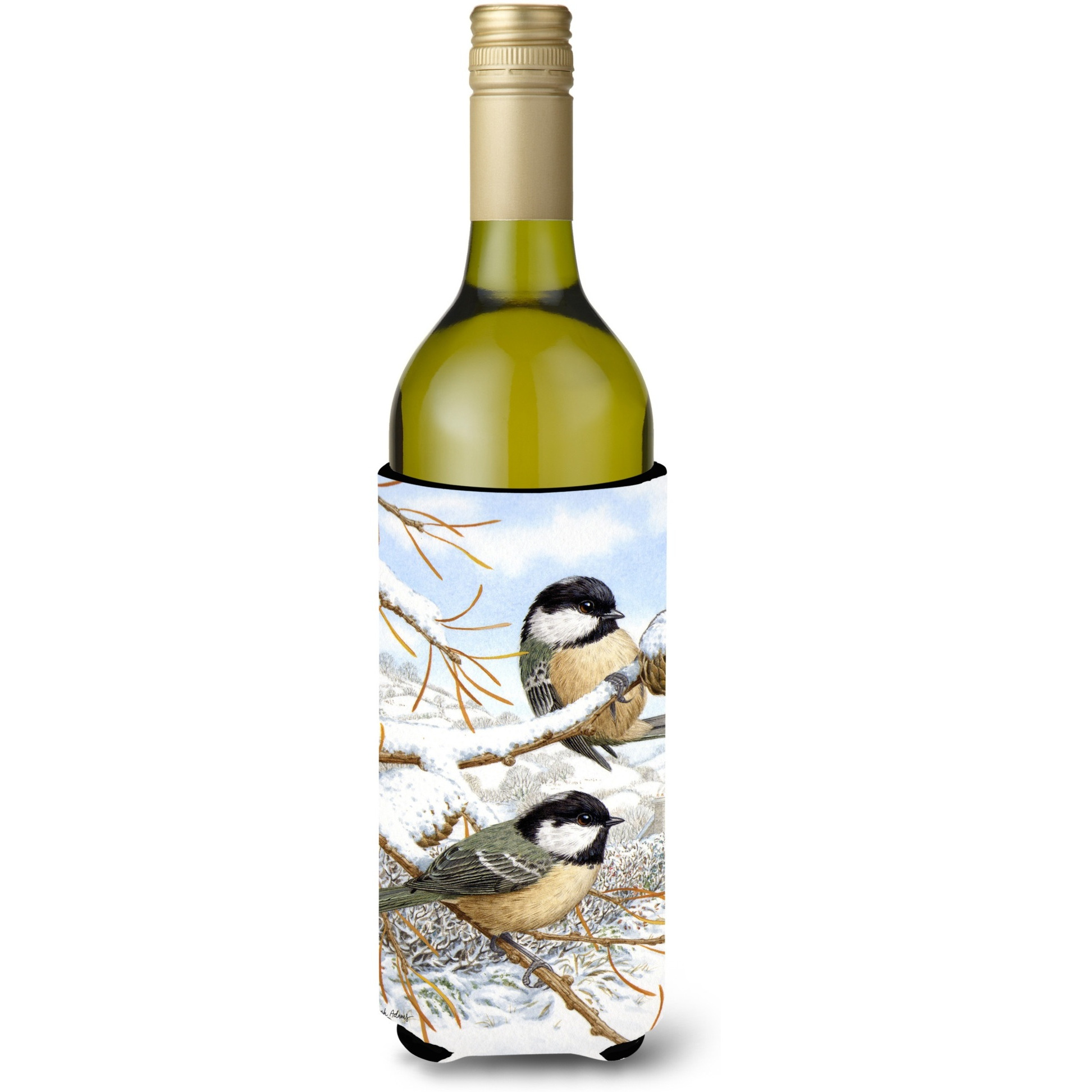 &quotCaroline's Treasures ASA2065LITERK Coal Tits Wine Bottle Koozie Hugger, 750 ml, Multicolor"