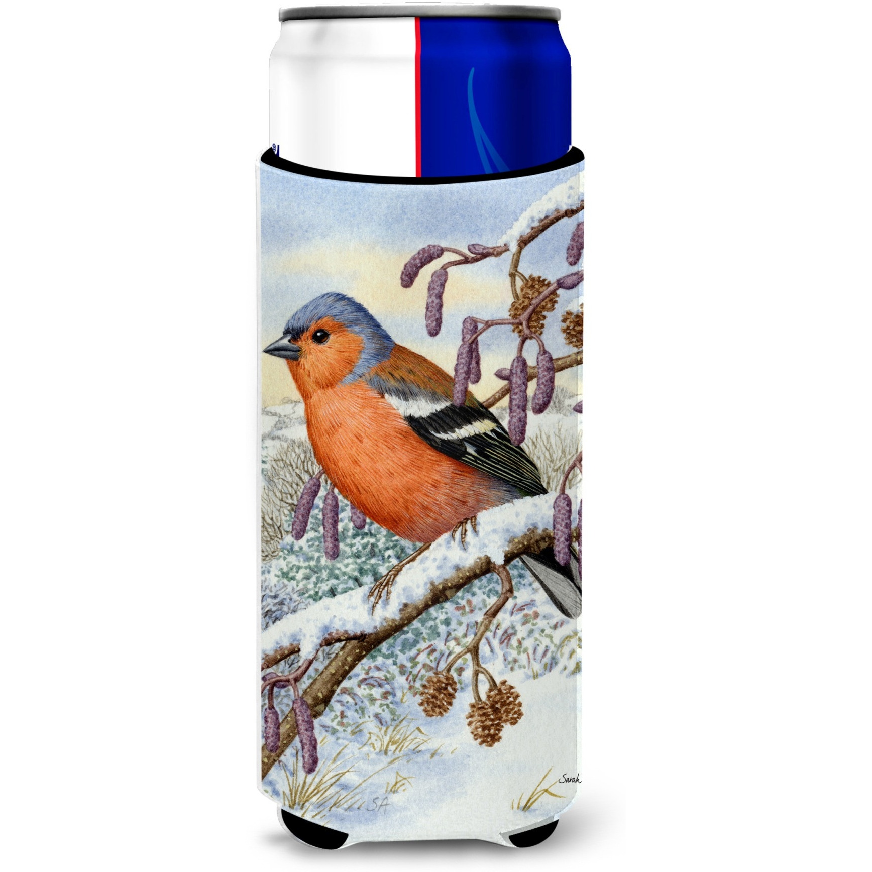 &quotCaroline's Treasures ASA2066MUK Eurasian Bullfinch Michelob Ultra Koozies for Slim Cans, Multicolor"